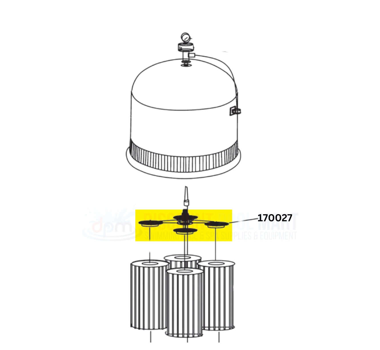 Pentair Clean & Clear Plus Filter Top Manifold Assembly for Pool Filtration | SKU 170027 | Discount Pool Mart DPM
