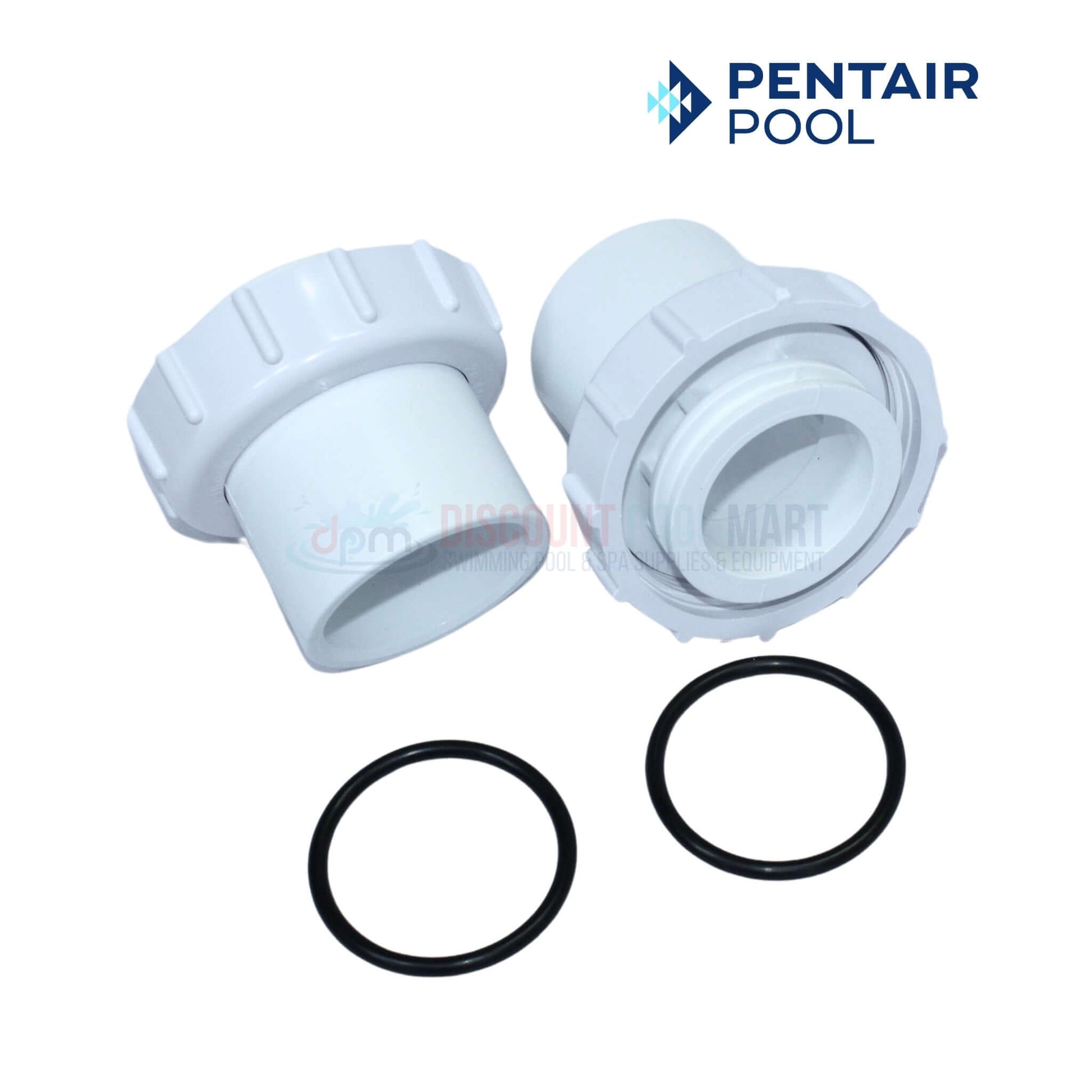 Pentair Clean & Clear Plus Union Adapter Kit components with O-rings | Discount Pool Mart | DPM