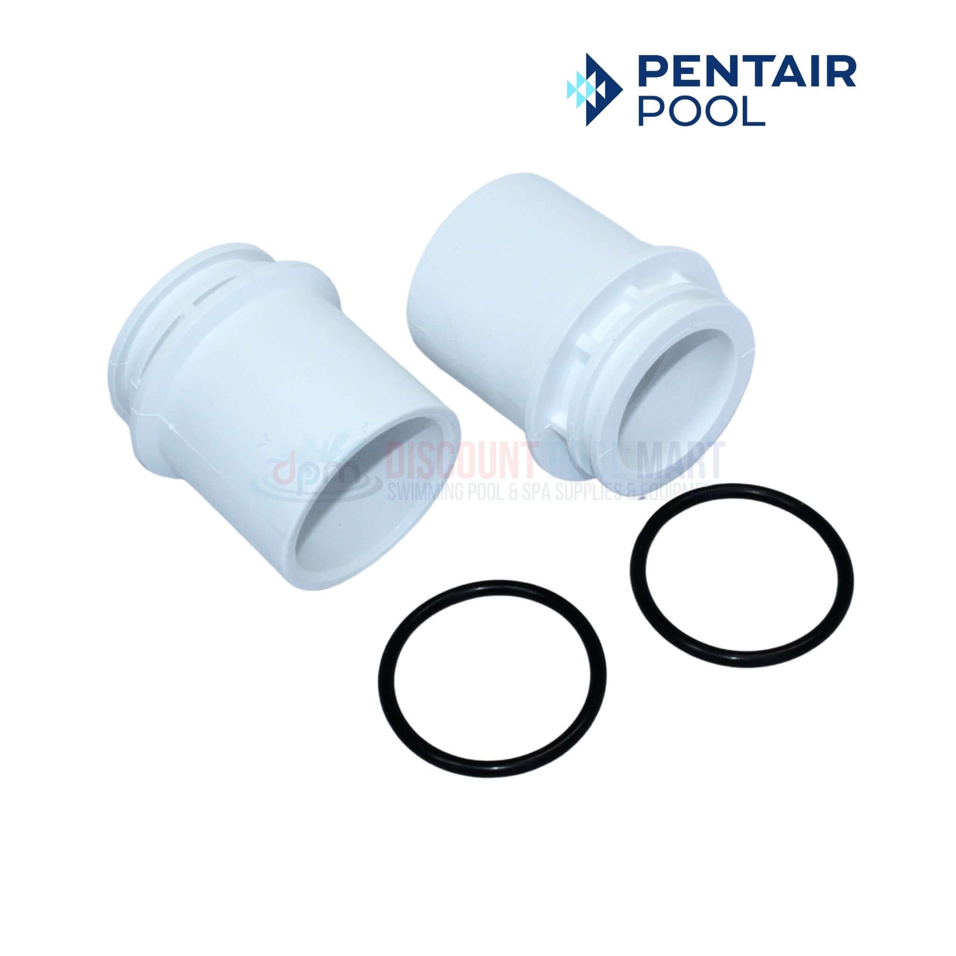 Pentair Clean & Clear Plus Union Adapter Kit components with O-rings for seamless plumbing connections from Discount Pool Mart (DPM).