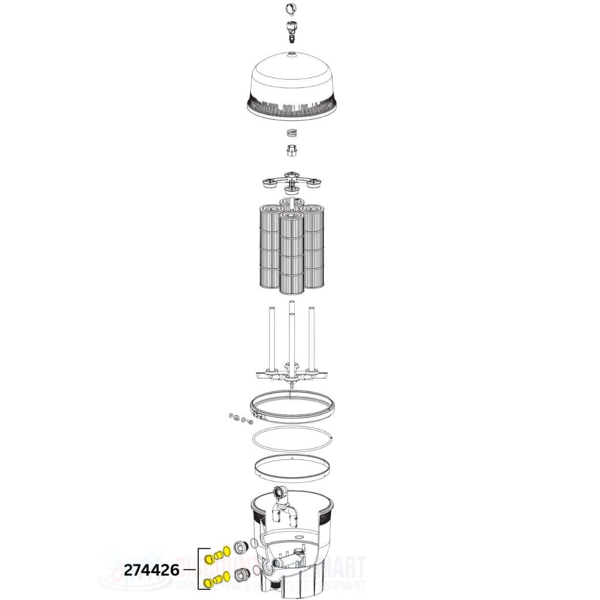 Pentair Clean & Clear Plus Union Adapter Kit 274426Z diagram, plumbing connections, Discount Pool Mart DPM.