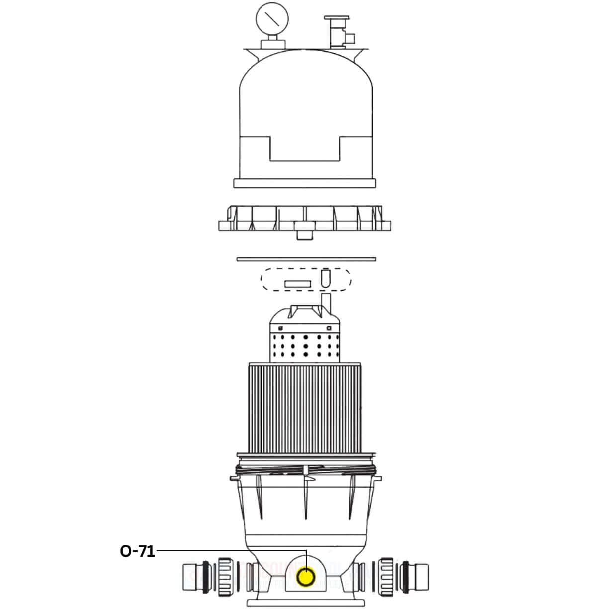 Pentair Clean and Clear Plus Drain Plug O-Ring O-71 diagram. Discount Pool Mart DPM offers essential filtration parts.