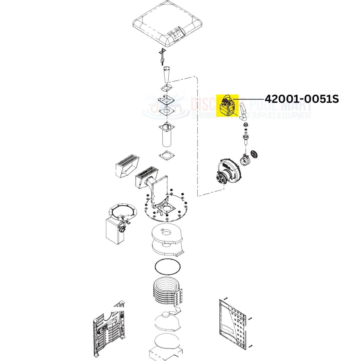 Pentair 42001-0051S combination gas control valve kit diagram for MasterTemp and Max-E-Therm heaters at Discount Pool Mart DPM.