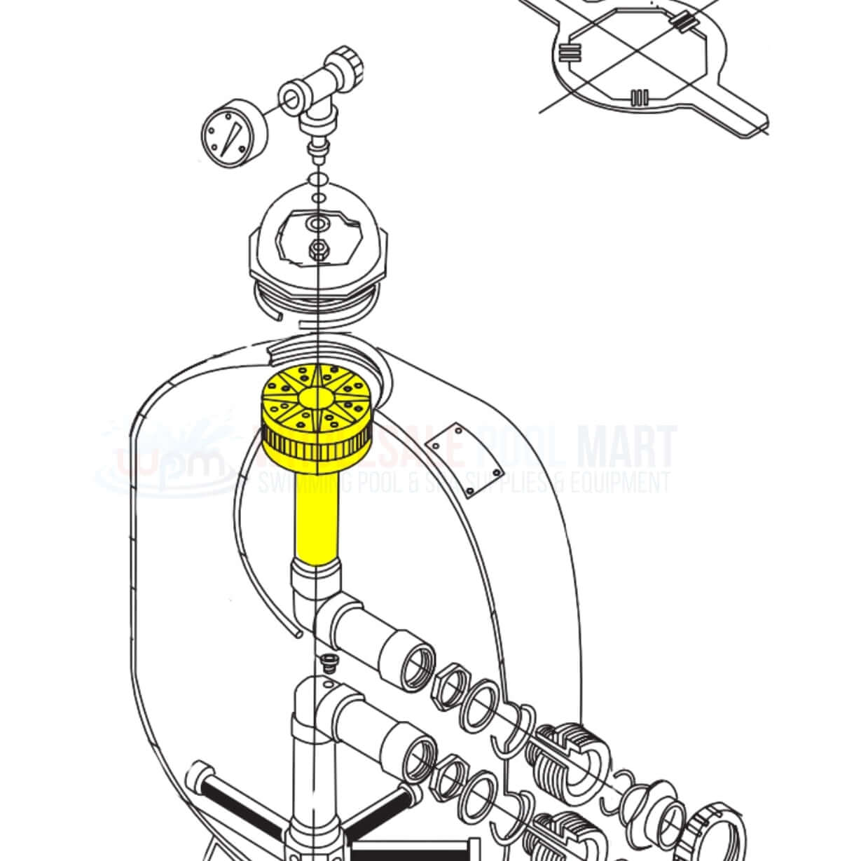 Pentair Diffuser Assembly 154599 diagram for Triton II Filters | Discount Pool Mart DPM