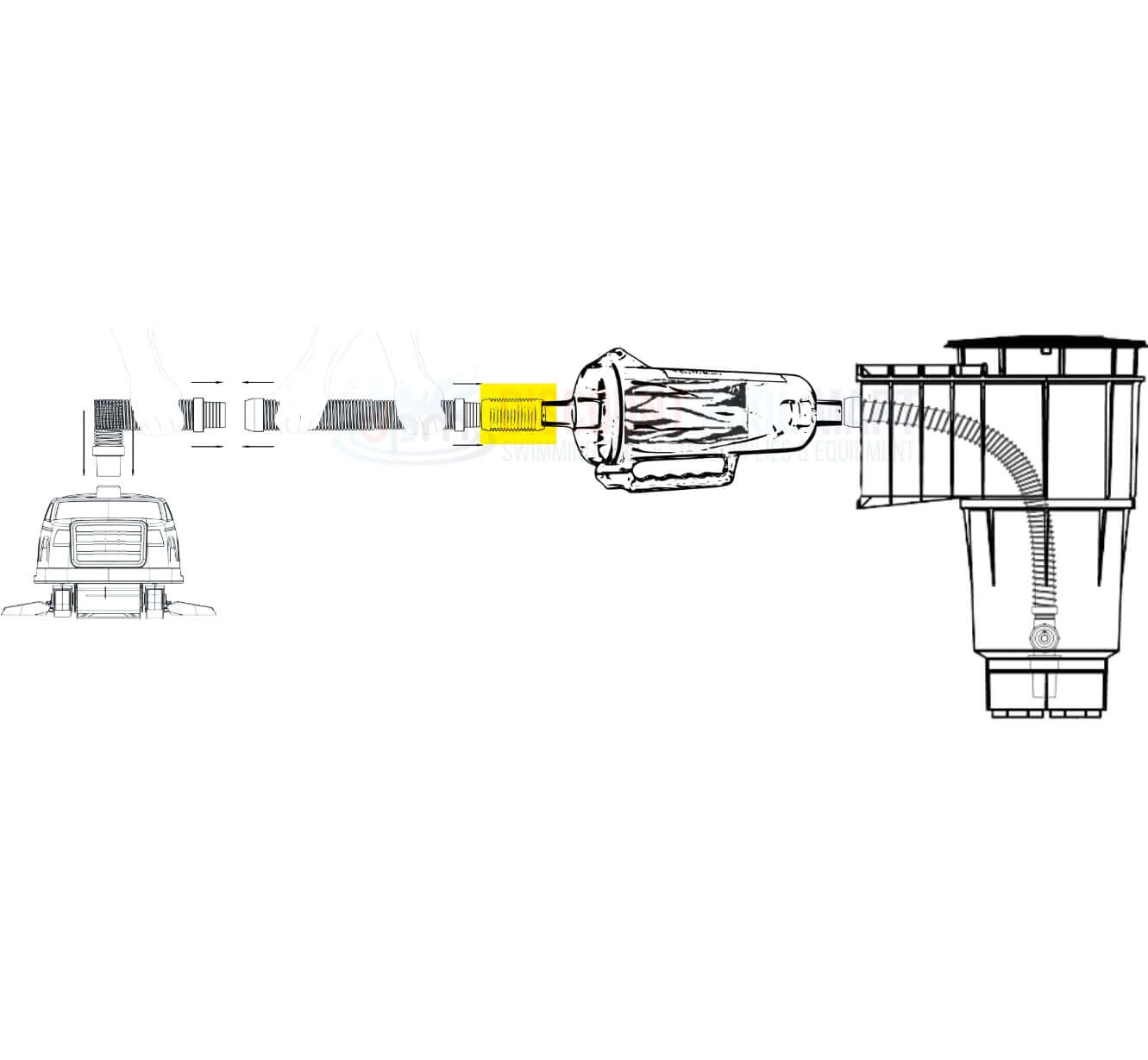 Pentair Female to Female Hose Adapter 4" connection diagram for pool maintenance at Discount Pool Mart DPM.