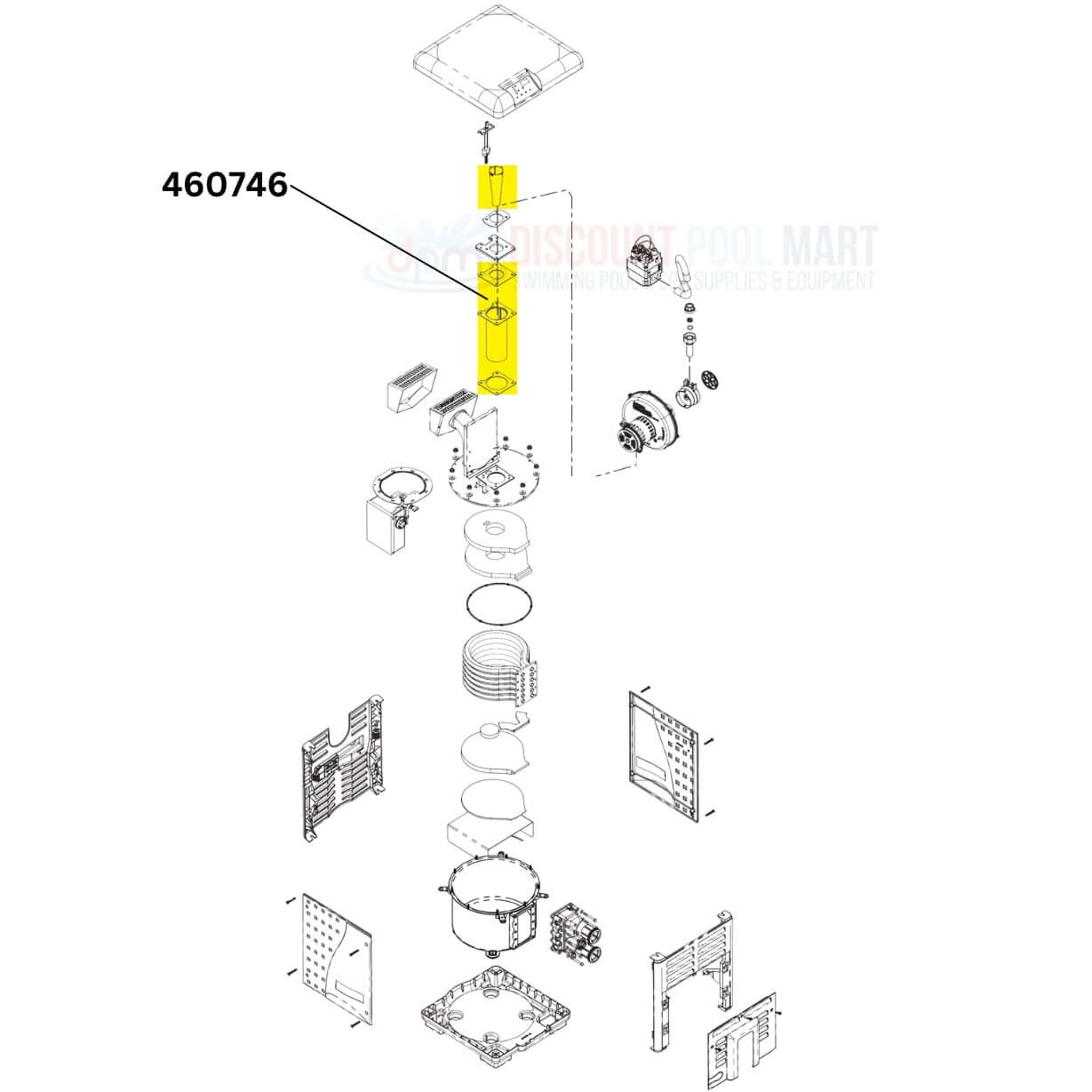 Pentair Flameholder Kit 460746 parts diagram for MasterTemp 250 heaters at Discount Pool Mart DPM.