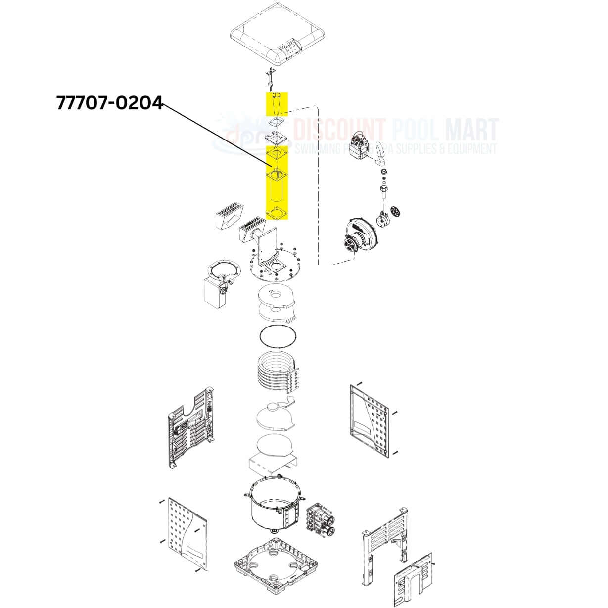 Pentair Flameholder Kit 77707-0204 diagram components for MasterTemp and Max-E-Therm heaters at Discount Pool Mart DPM.