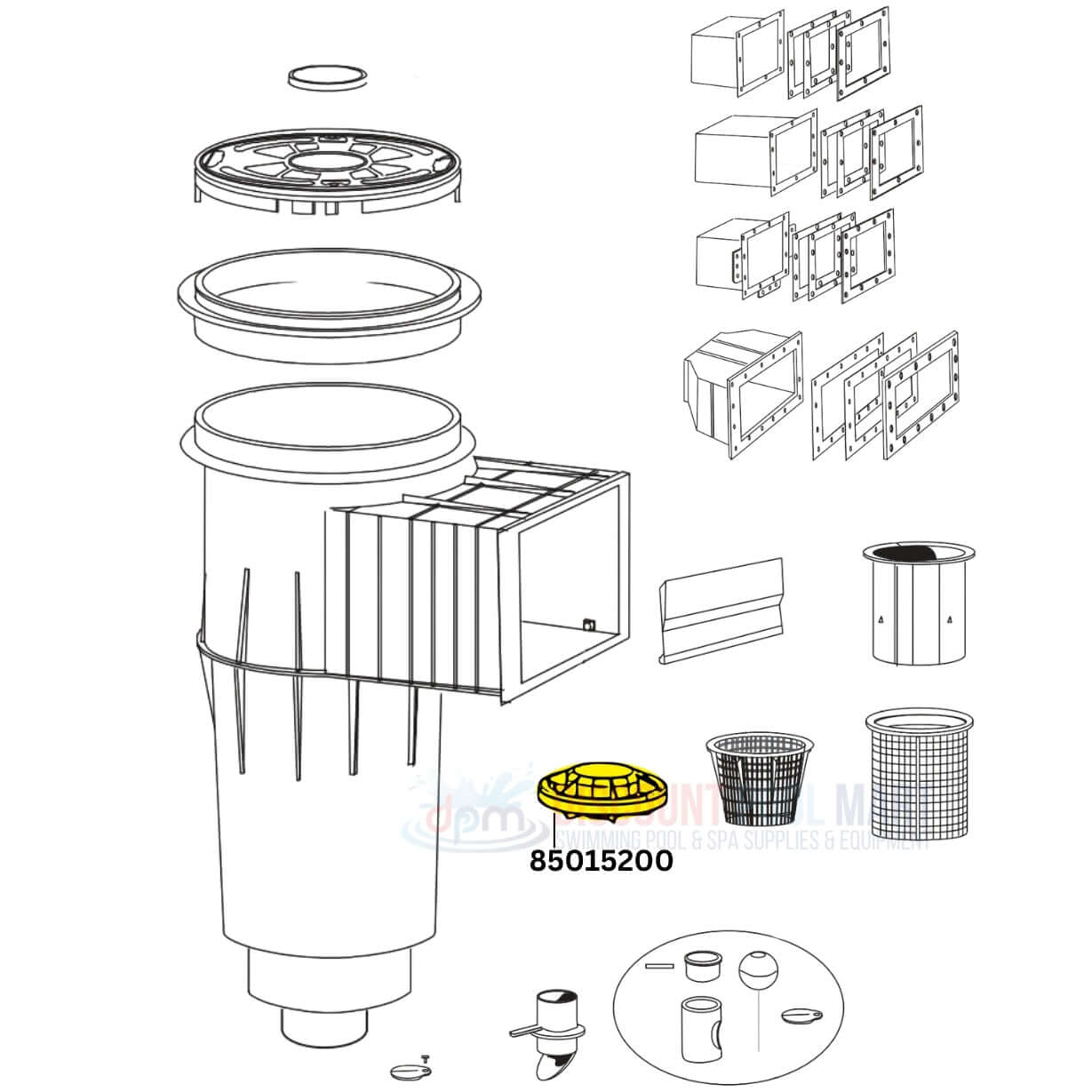 Pentair Float Valve Equalizer 85015200 parts diagram for Admiral skimmers | Discount Pool Mart DPM