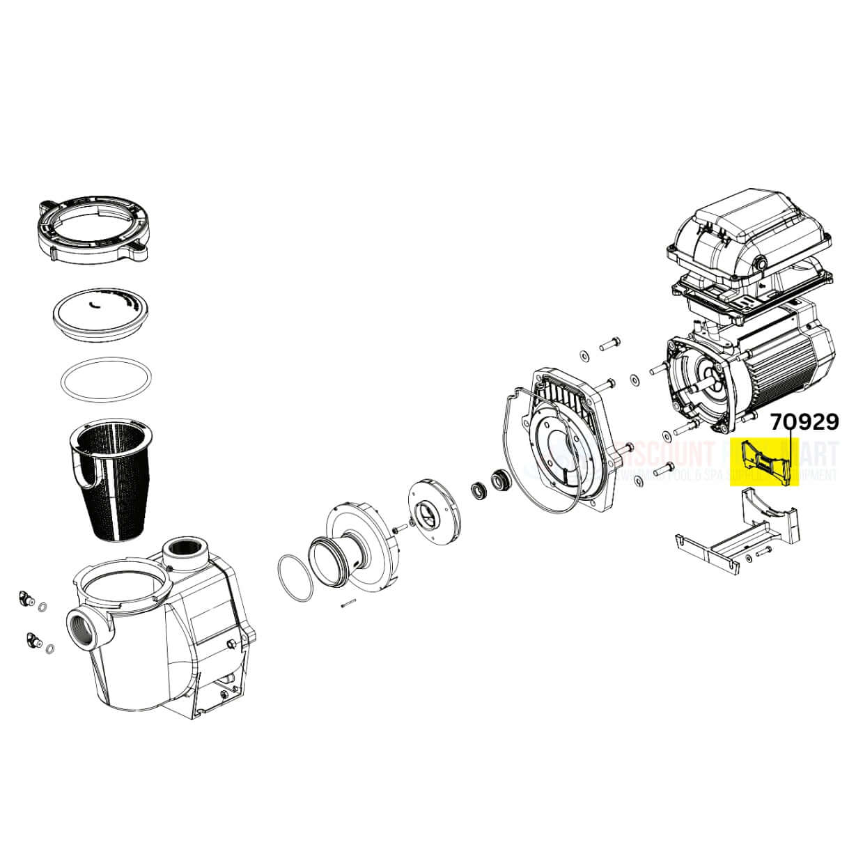 Exploded view of Pentair Foot Insert for Whisperflo Pumps, SKU 070929, by Discount Pool Mart DPM.
