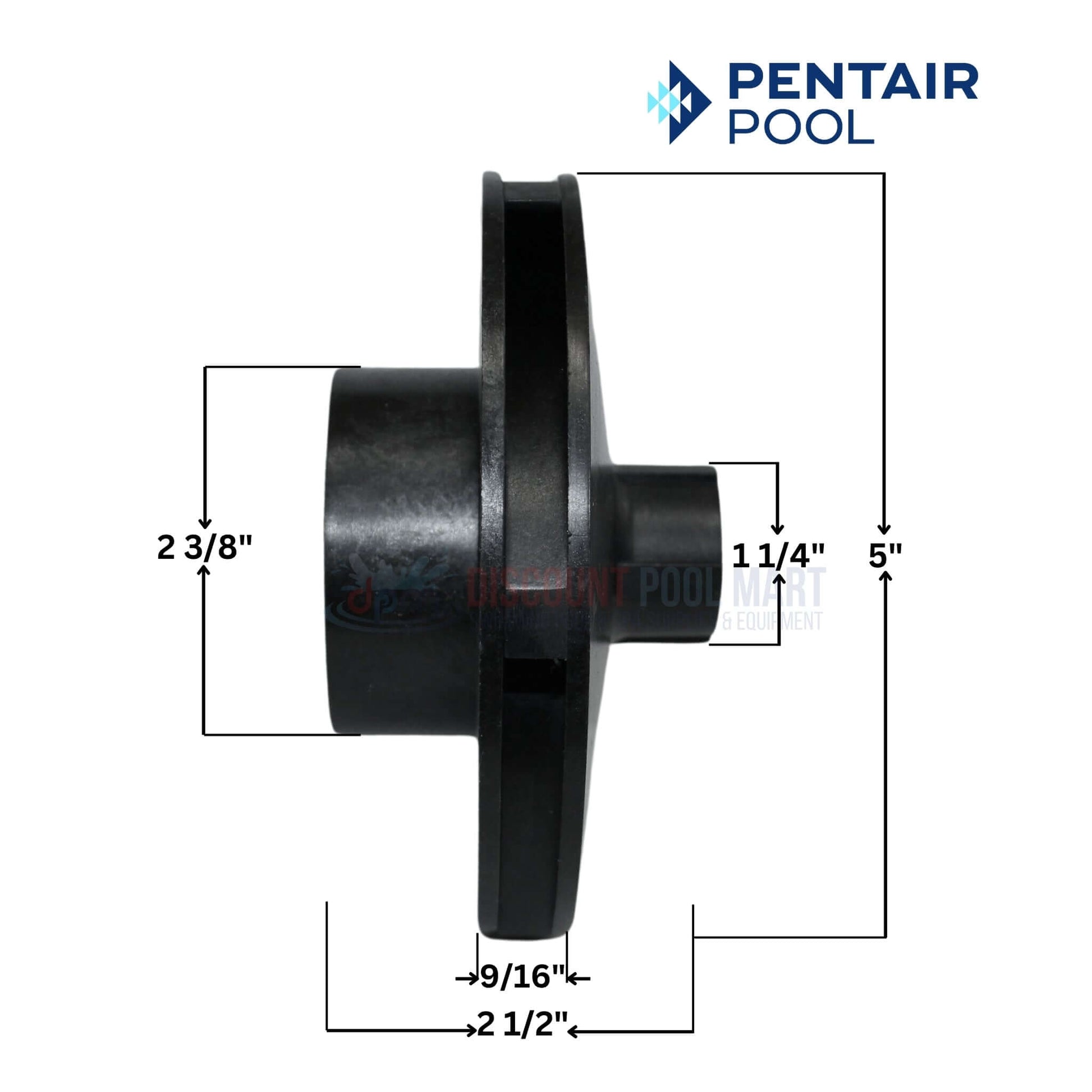 Pentair 355086 Impeller Assembly for SuperMax & SuperFlo Pumps | 2 HP | Discount Pool Mart DPM | Dimensions shown