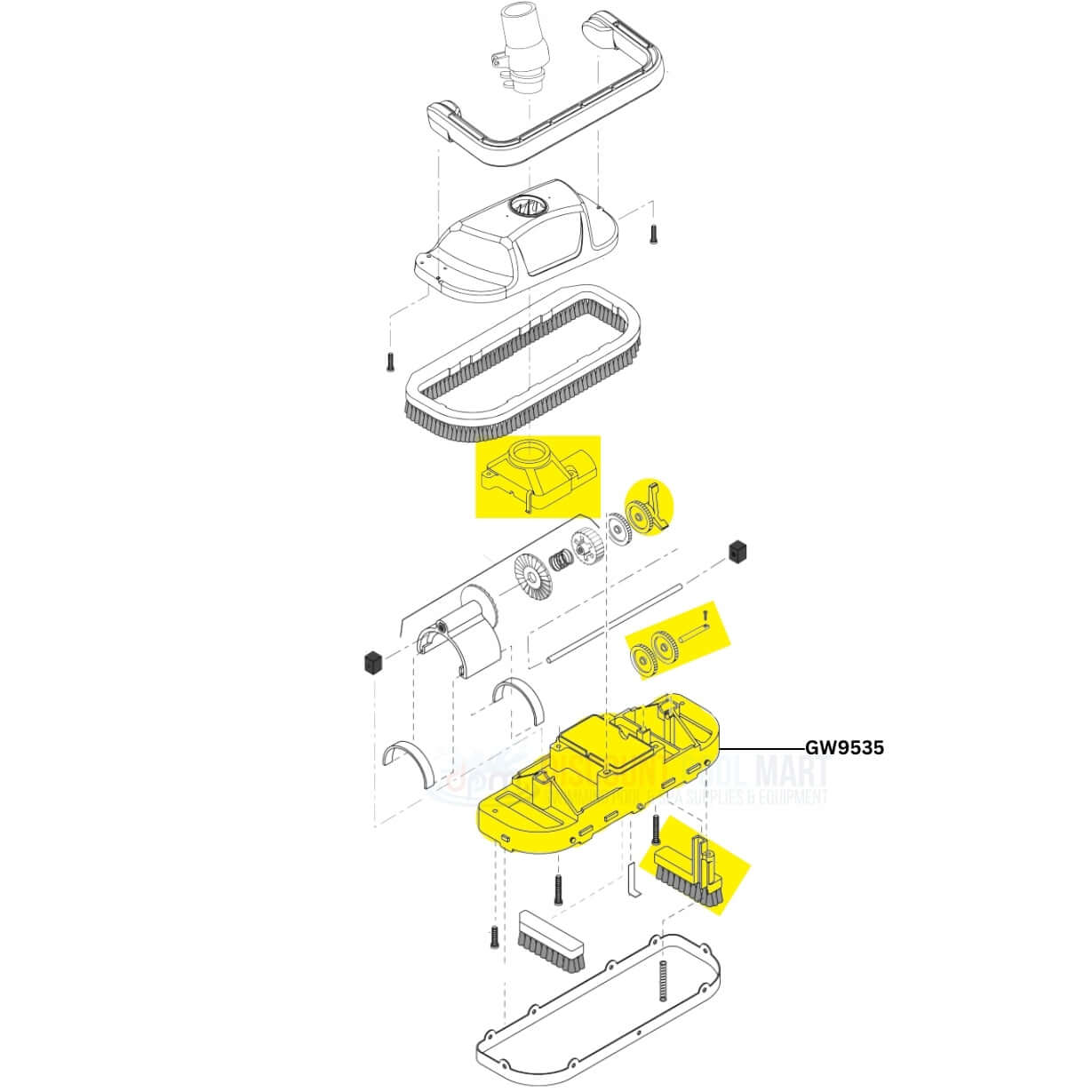 Pentair GW9535 lower body diagram for Great White cleaners | Discount Pool Mart DPM