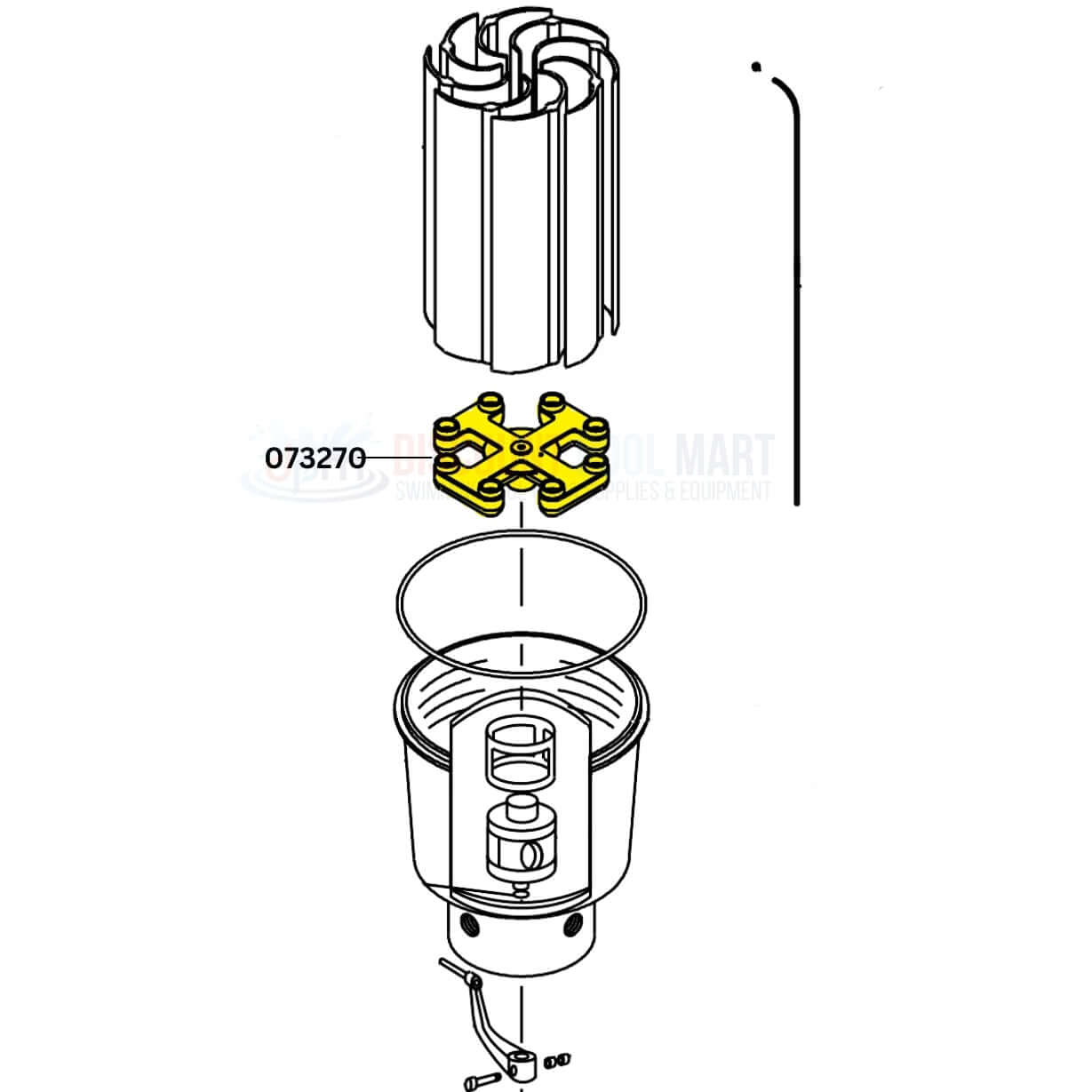 Pentair 8-hole manifold 073270Z for Purex D.E. filters from Discount Pool Mart DPM, ensuring efficient filtration.