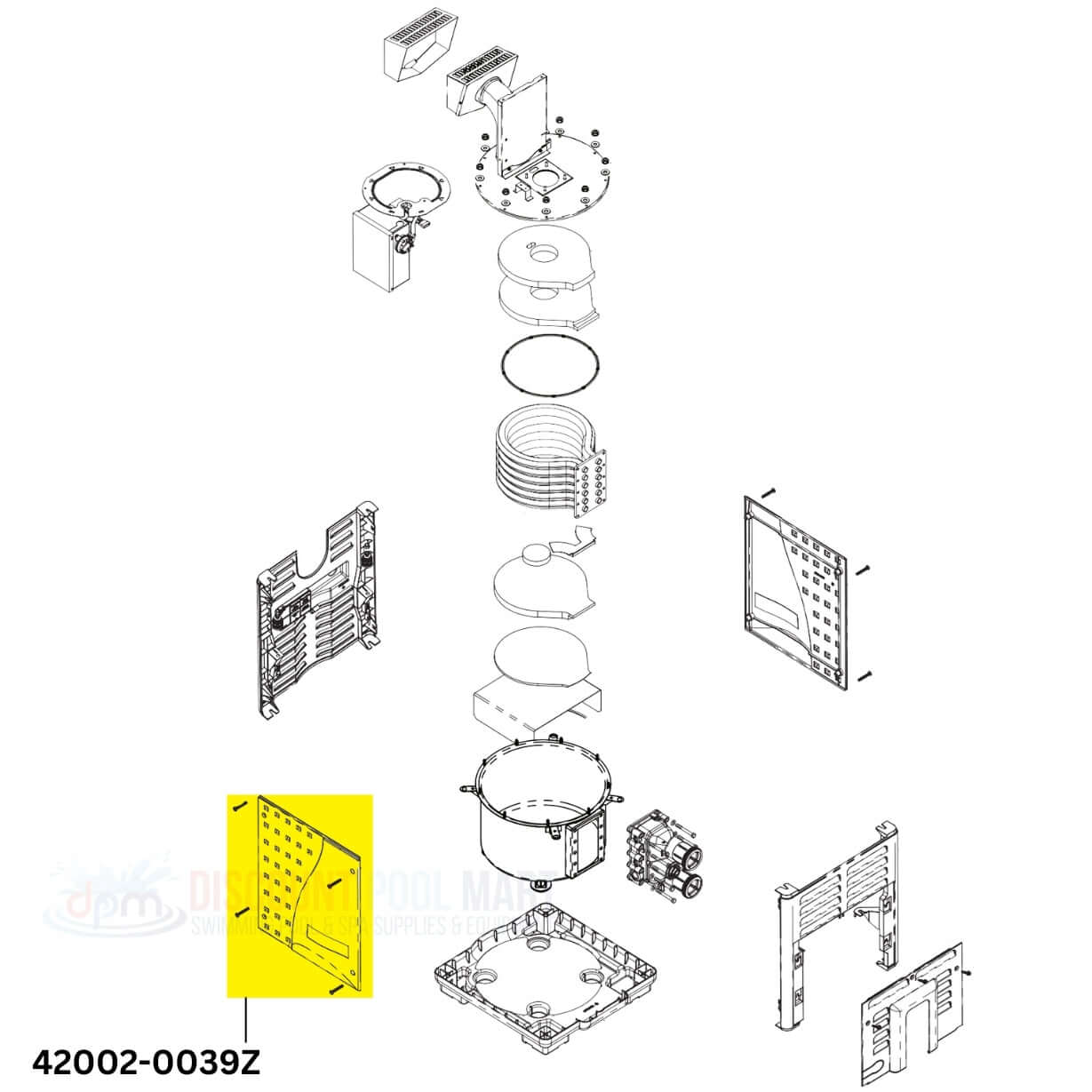 Pentair Molded Side Service Panel 42002-0039Z for MasterTemp heaters, available at Discount Pool Mart DPM.