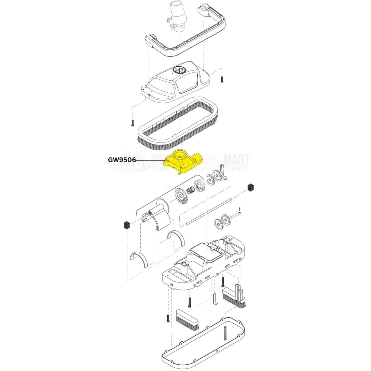 Pentair Oscillator Chamber Cap GW9506 parts diagram for Great White and Dorado cleaners from Discount Pool Mart DPM.