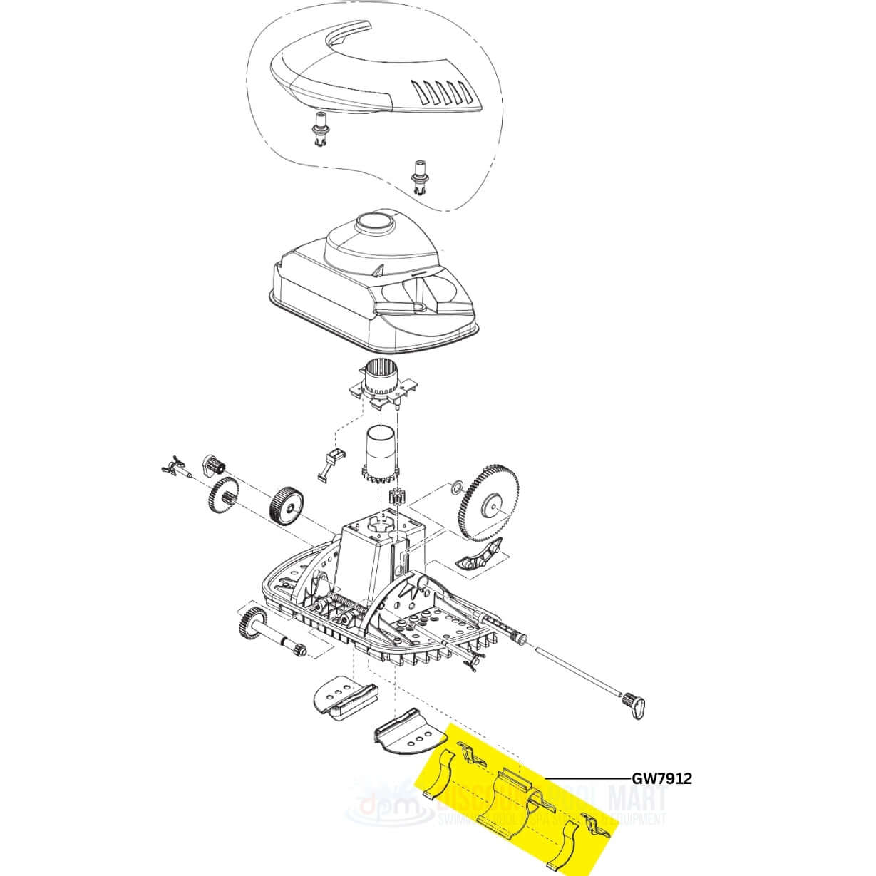 Pentair Oscillator Kit GW7912 parts diagram for Kreepy Krauly SandShark cleaners from Discount Pool Mart DPM.