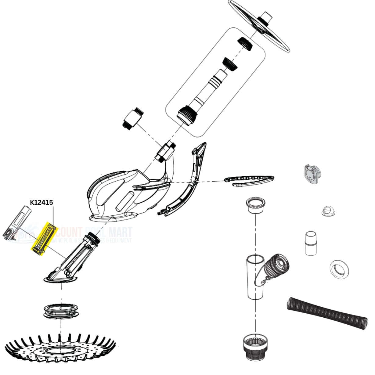 Pentair Silent Flapper Kit diagram parts K12415 for Kreepy Krauly Kruiser Cleaners. Available at Discount Pool Mart DPM.