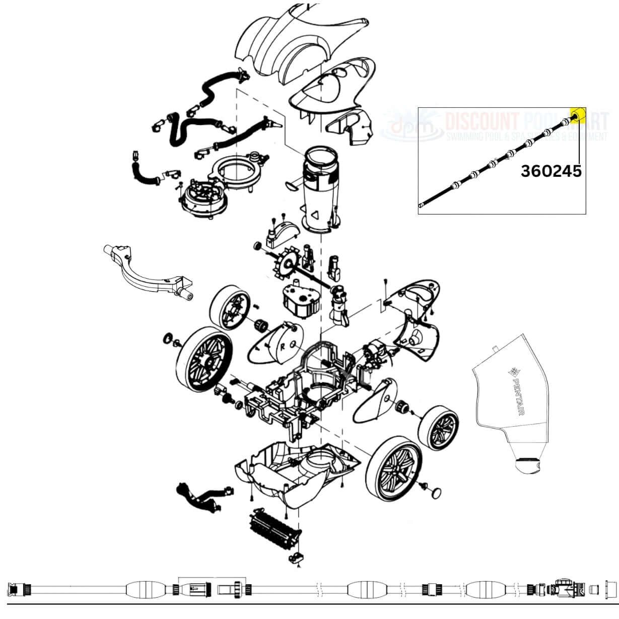 Pentair Sweep Hose Scrubber Kit 360245 parts diagram, enhancing pool cleaning performance at Discount Pool Mart DPM.