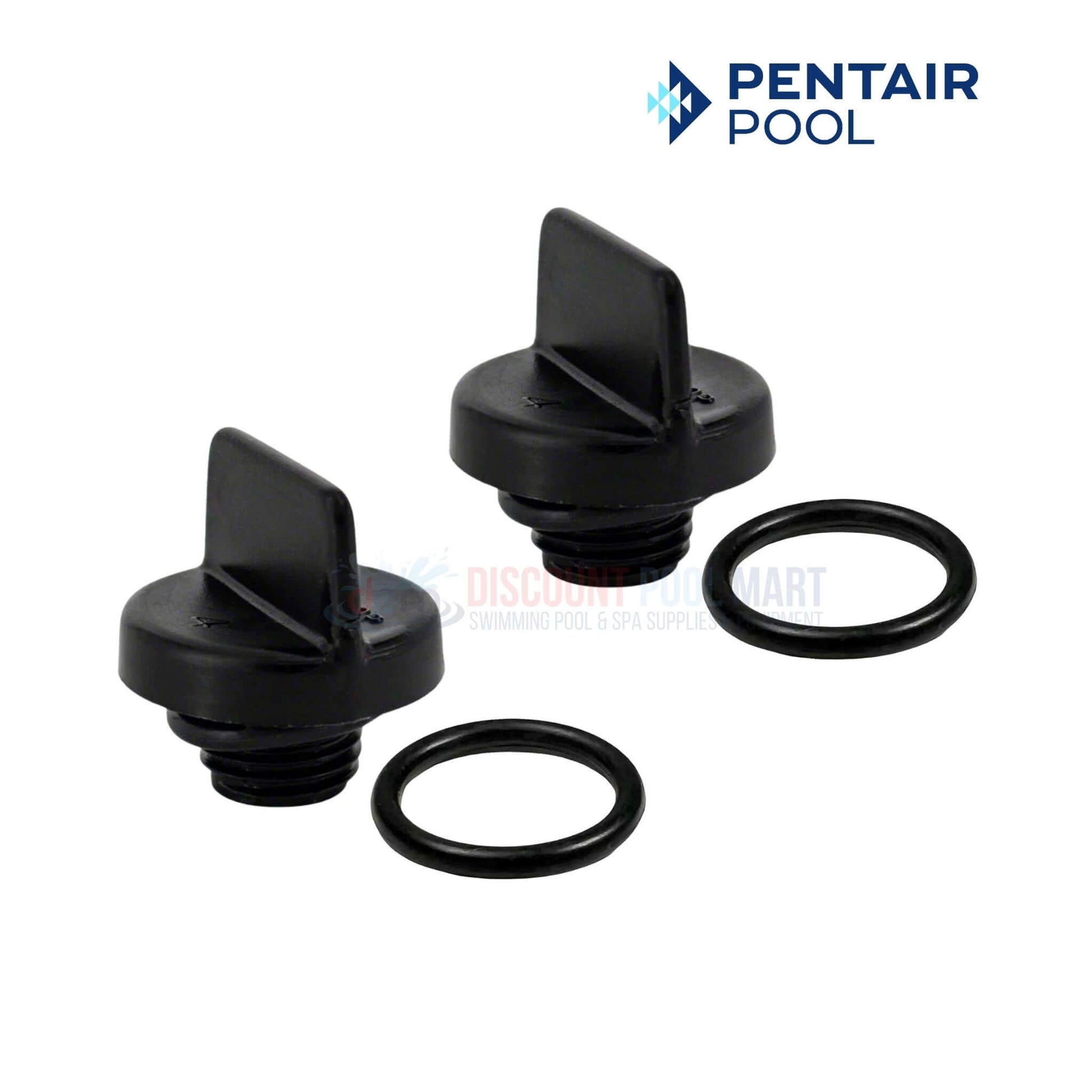Pentair Pool black replacement caps with O-rings from Discount Pool Mart for swimming pool equipment.