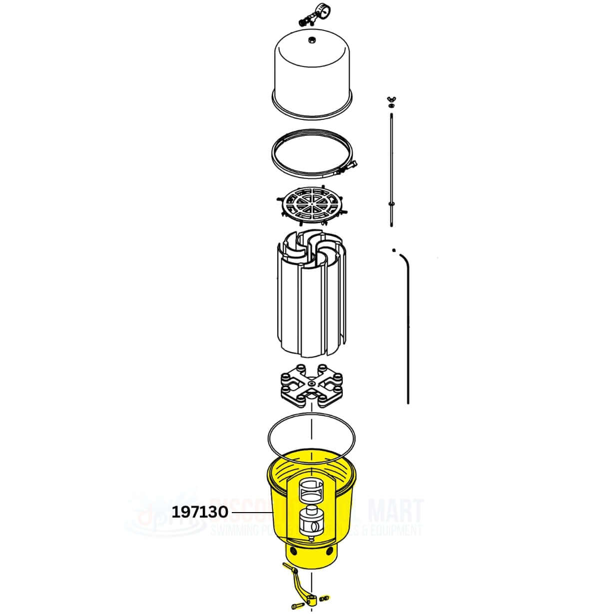 Pentair Tank Bottom 197130 for SMBW 4000 Series Filters | OEM part from Discount Pool Mart DPM for reliable performance.