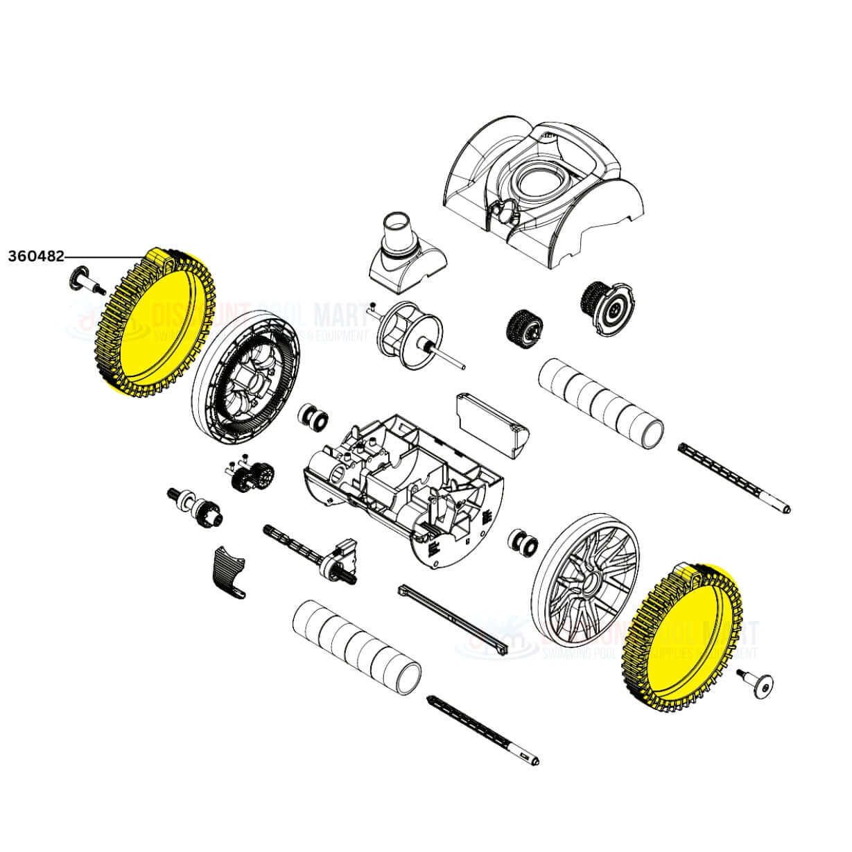 Pentair Tire Kit 360482 parts diagram for Rebel and Warrior pool cleaners | DPM Discount Pool Mart | 2 Pack