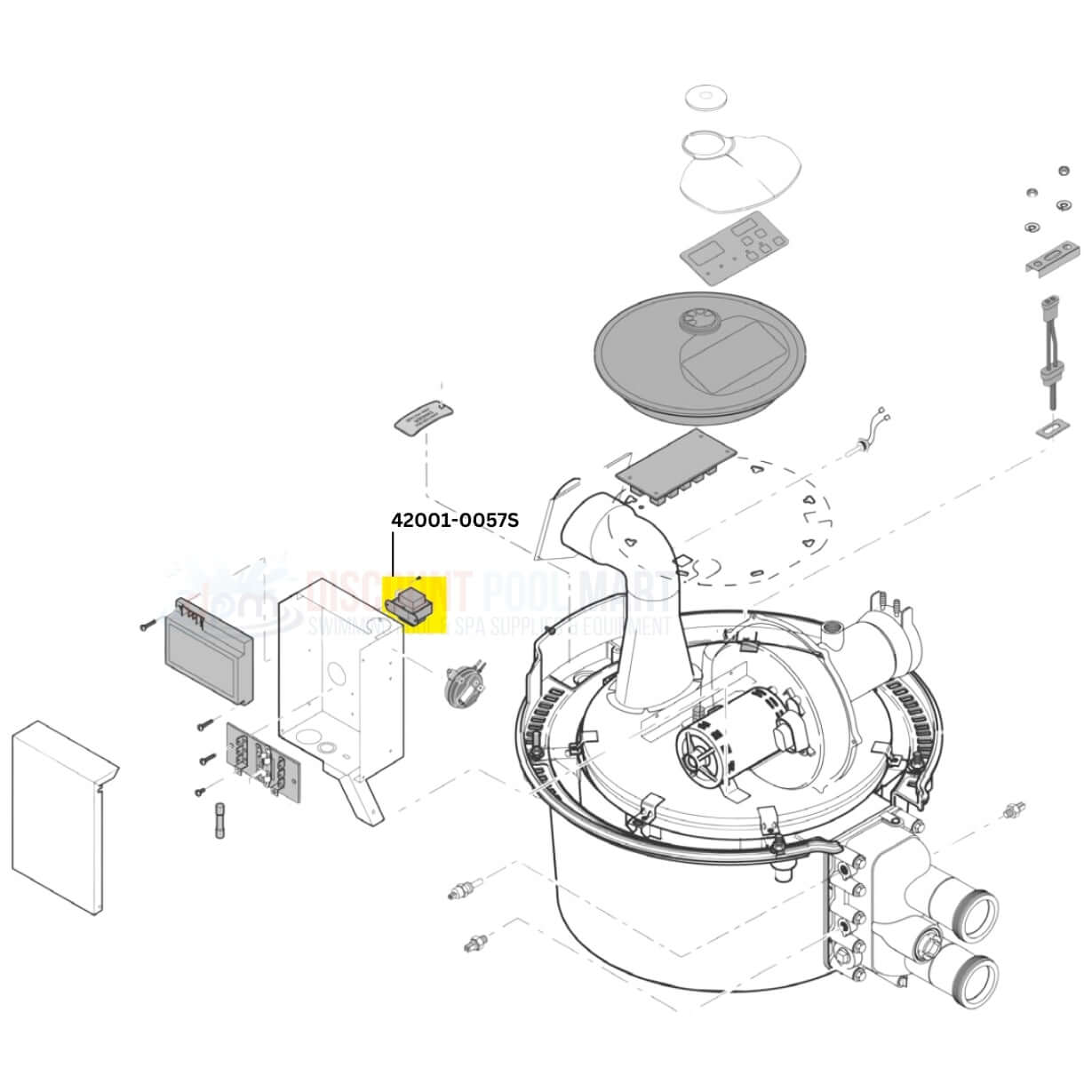 Pentair 42001-0057S transformer assembly for MasterTemp & Max-E-Therm Heaters, Discount Pool Mart DPM. Easy install.