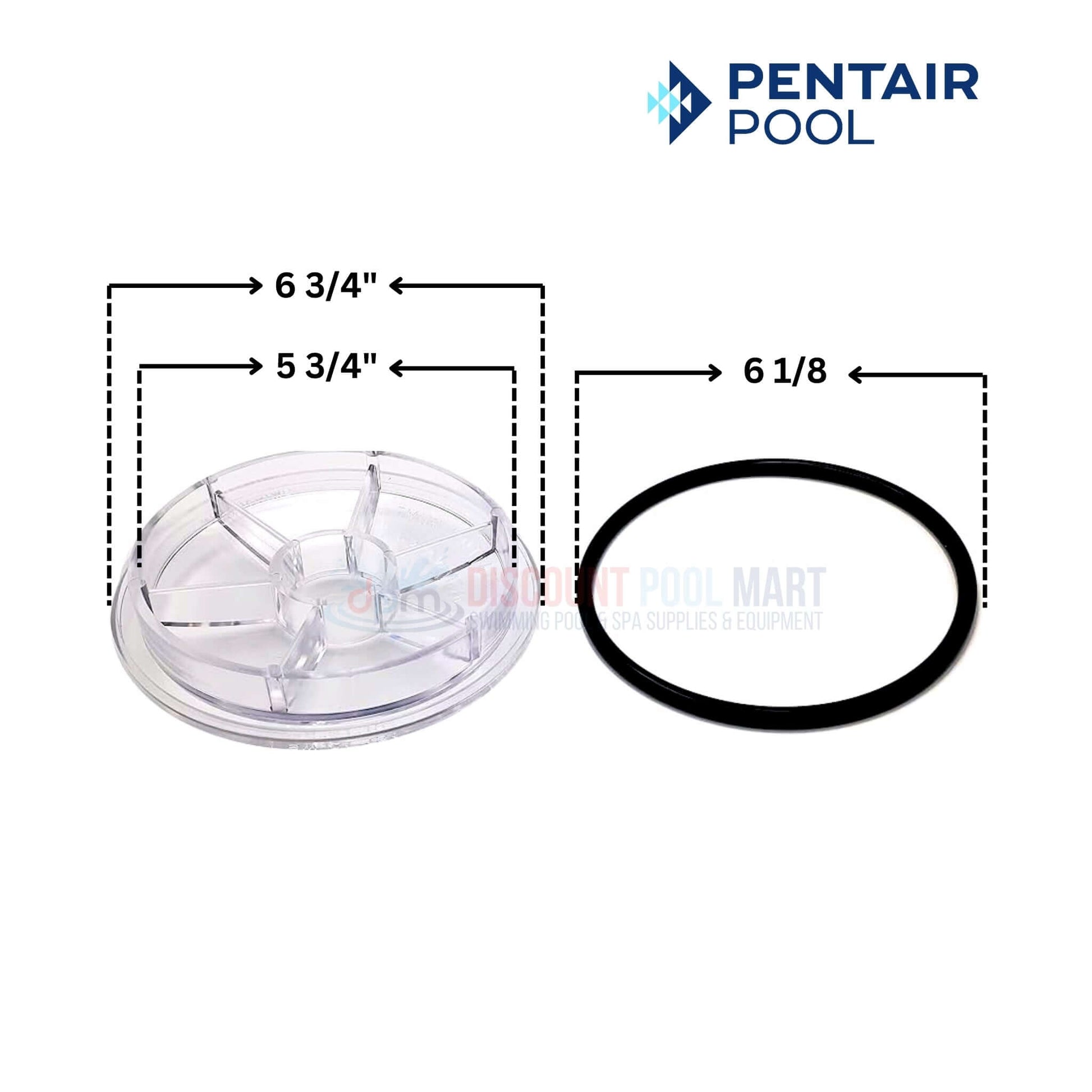 Pentair Trap Lid 070795 with dimensions, designed for pre-1998 WhisperFlo pumps at Discount Pool Mart DPM.