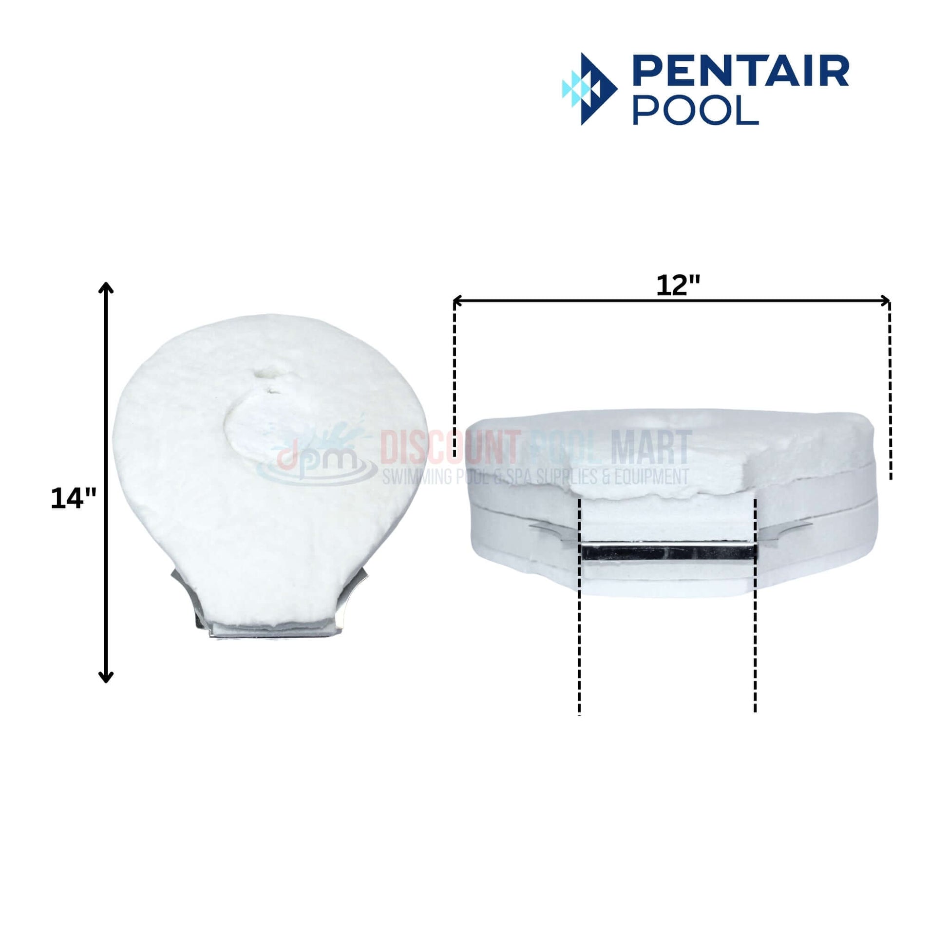 Pentair Pool product dimensions shown, 12 inches wide and 14 inches tall, available at Discount Pool Mart DPM.