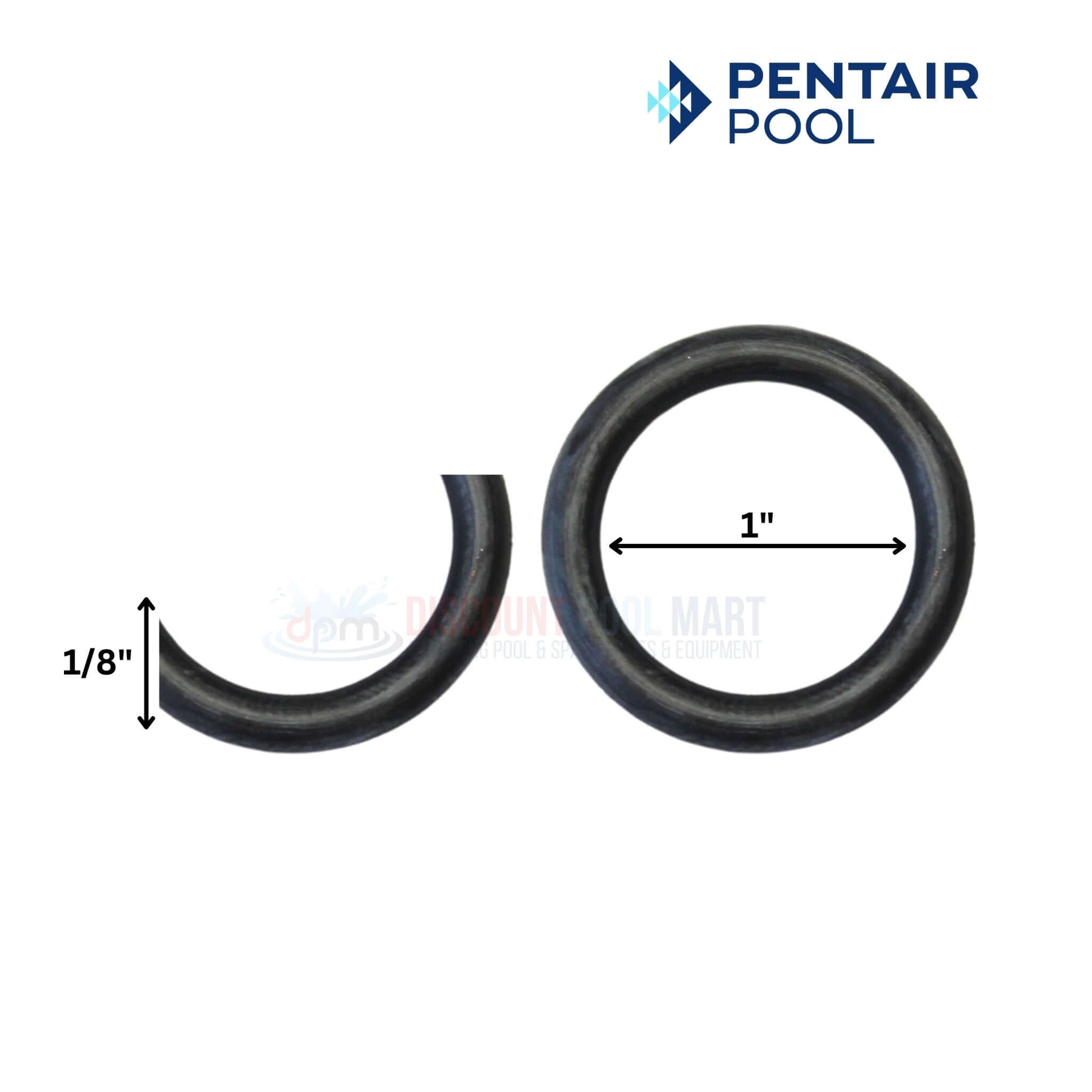 Pentair Tube Sheet Coil O-Ring Kit dimensions showing 1 inch and 1/8 inch sizes from Discount Pool Mart DPM.