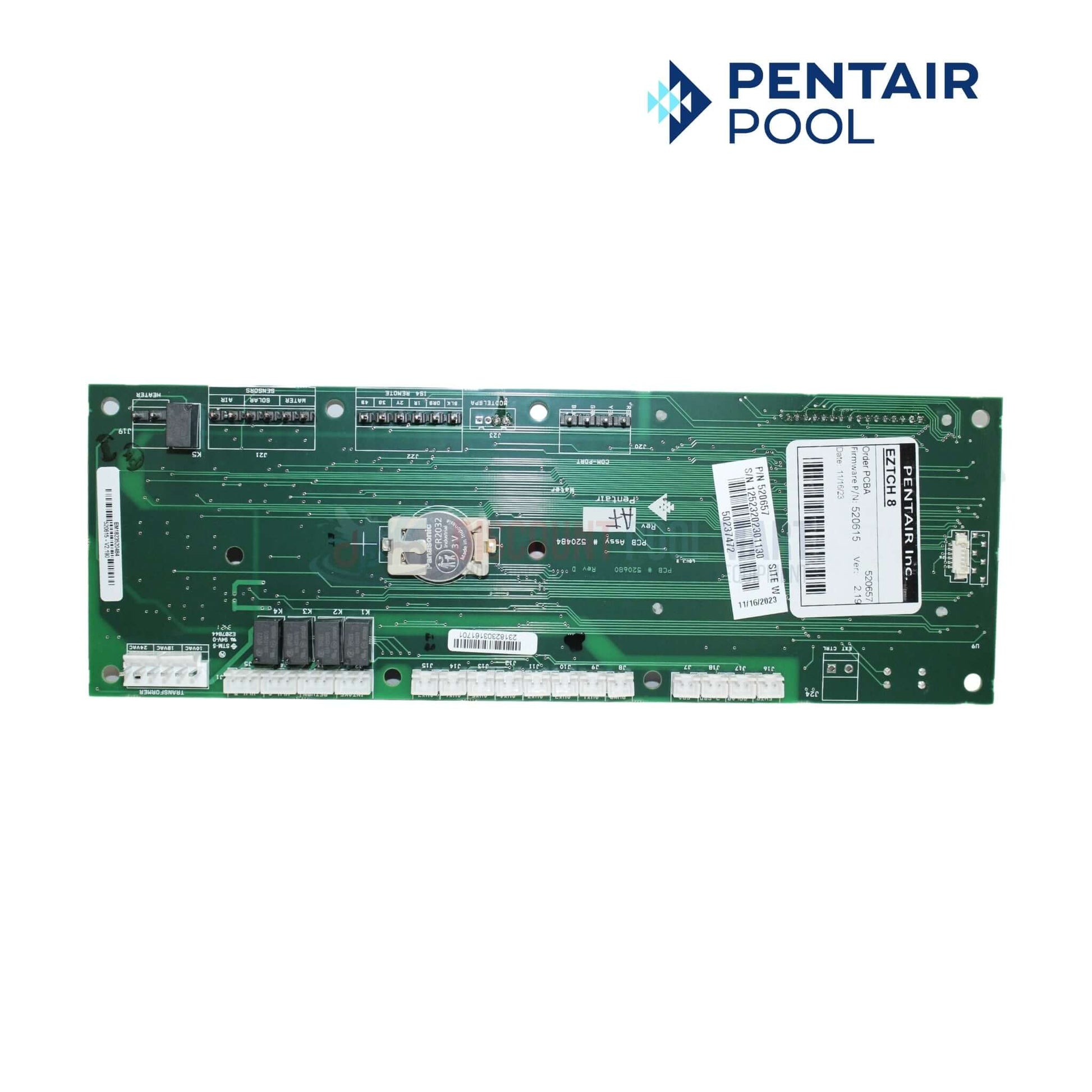 Pentair UOC Motherboard for EasyTouch Systems 520657 at Discount Pool Mart DPM, managing 8 auxiliary functions.