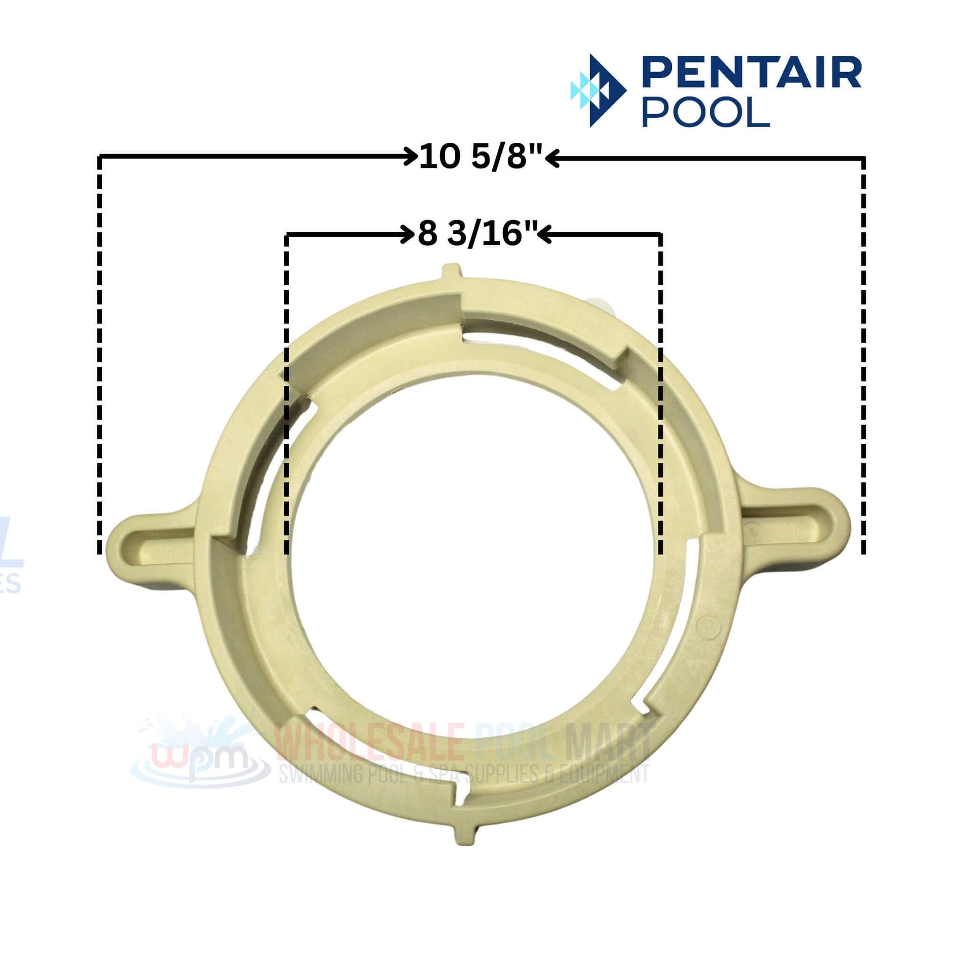 Pentair Volute Pot dimensions for Whisperflo and Intelliflo pumps, 10 5/8" and 8 3/16", part number 357149. Discount Pool Mart DPM.