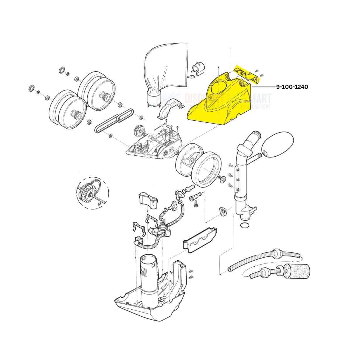 Polaris Top Housing 9-100-1240 replacement part diagram for Vac-Sweep cleaners at Discount Pool Mart DPM.
