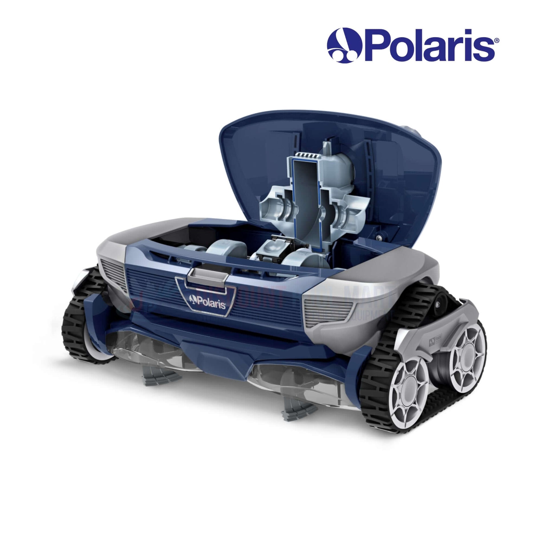 Polaris Atlas Suction Side Pool Cleaner FSATLAS with opened cover showing internal components. Discount Pool Mart DPM.