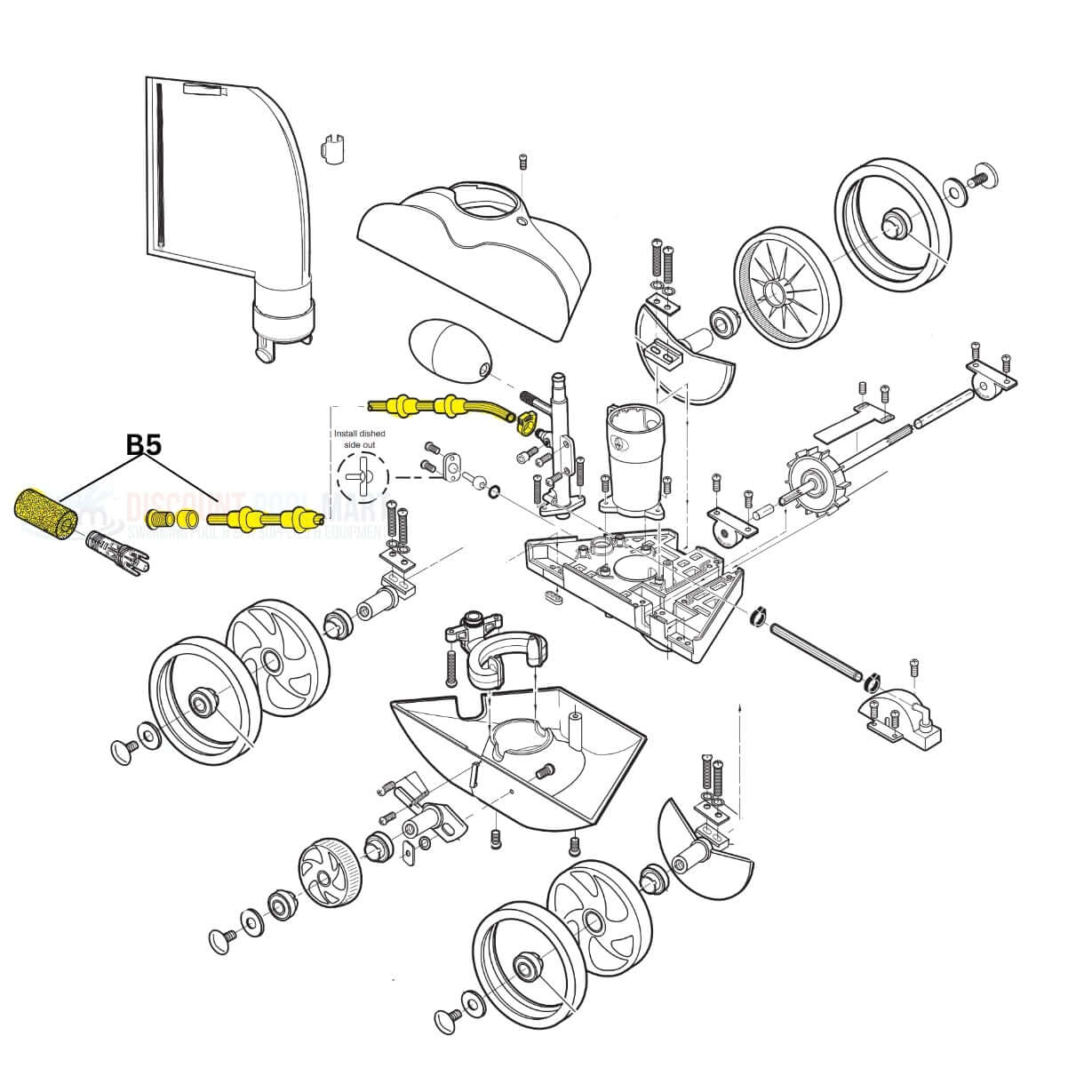 Exploded view of Polaris Complete Sweep Hose B5 parts for Vac-Sweep 180, 280, 380. Available at Discount Pool Mart DPM.