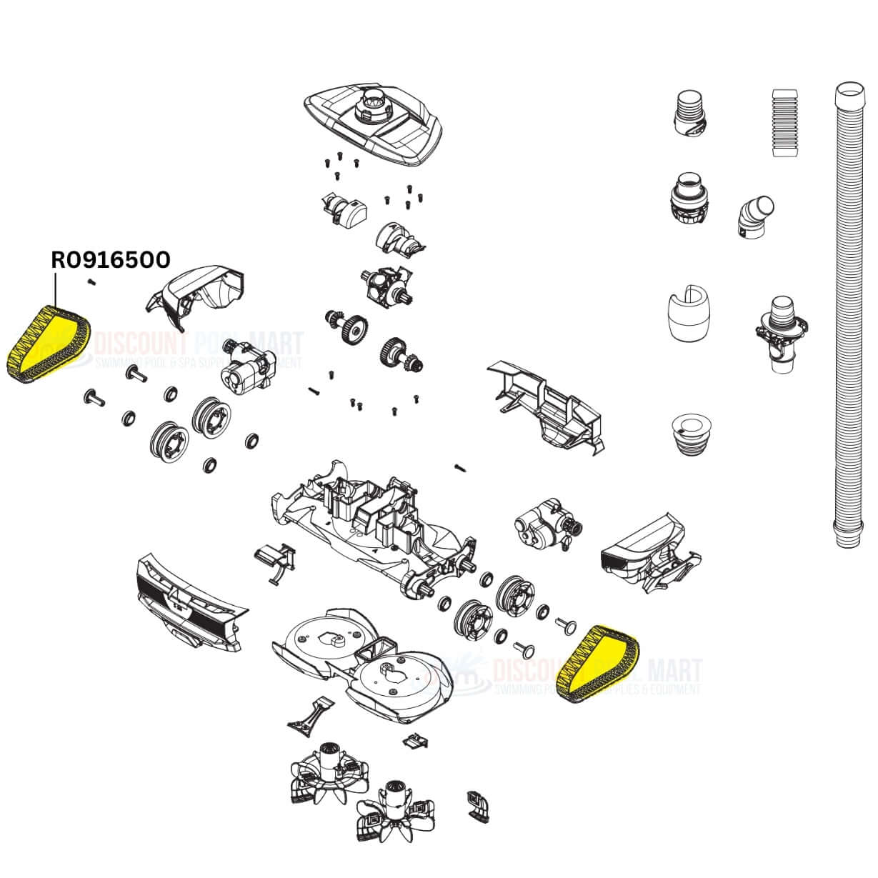 Exploded view diagram of Polaris Rubber Track V2 R0916500 for Atlas Cleaners by Discount Pool Mart DPM.
