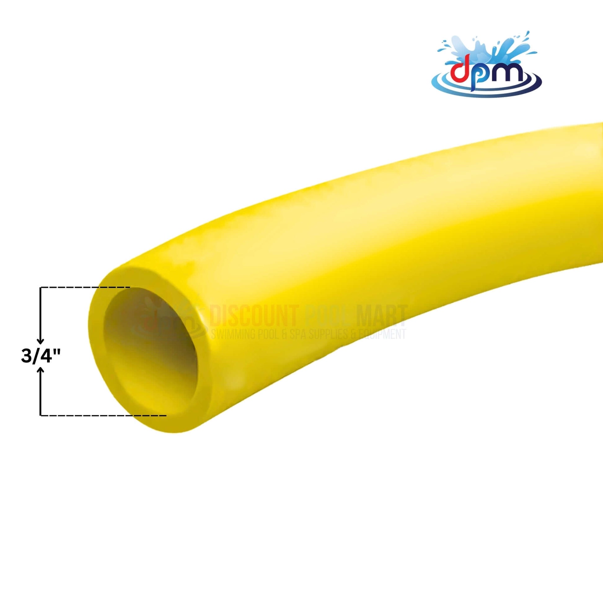 Polyethylene gas pipe 3/4" diameter, flexible yellow design for natural gas; available at Discount Pool Mart DPM.
