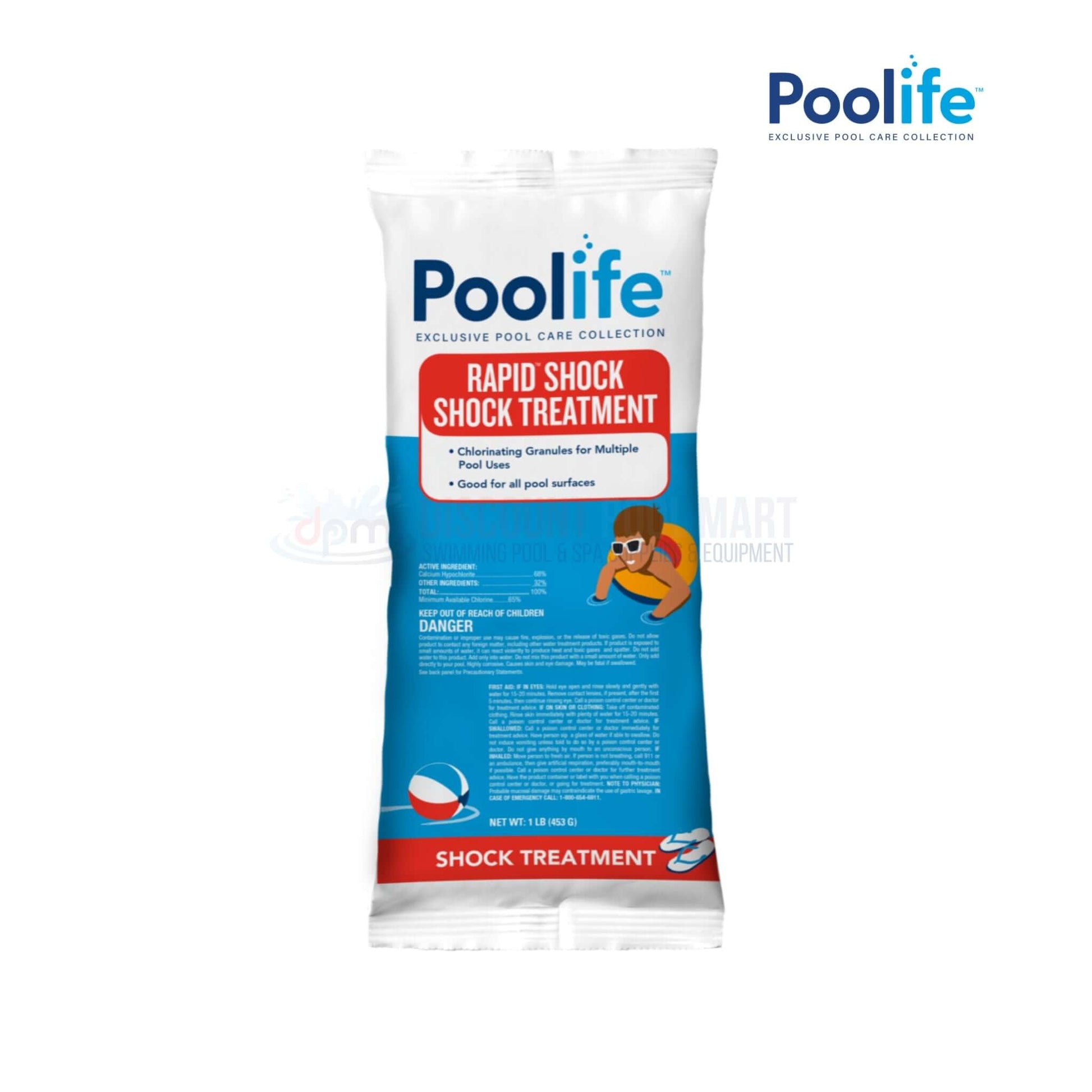 Poolife Rapid Shock Shock Treatment 1 lb package from Discount Pool Mart DPM for fast pool sanitization and water clarity.