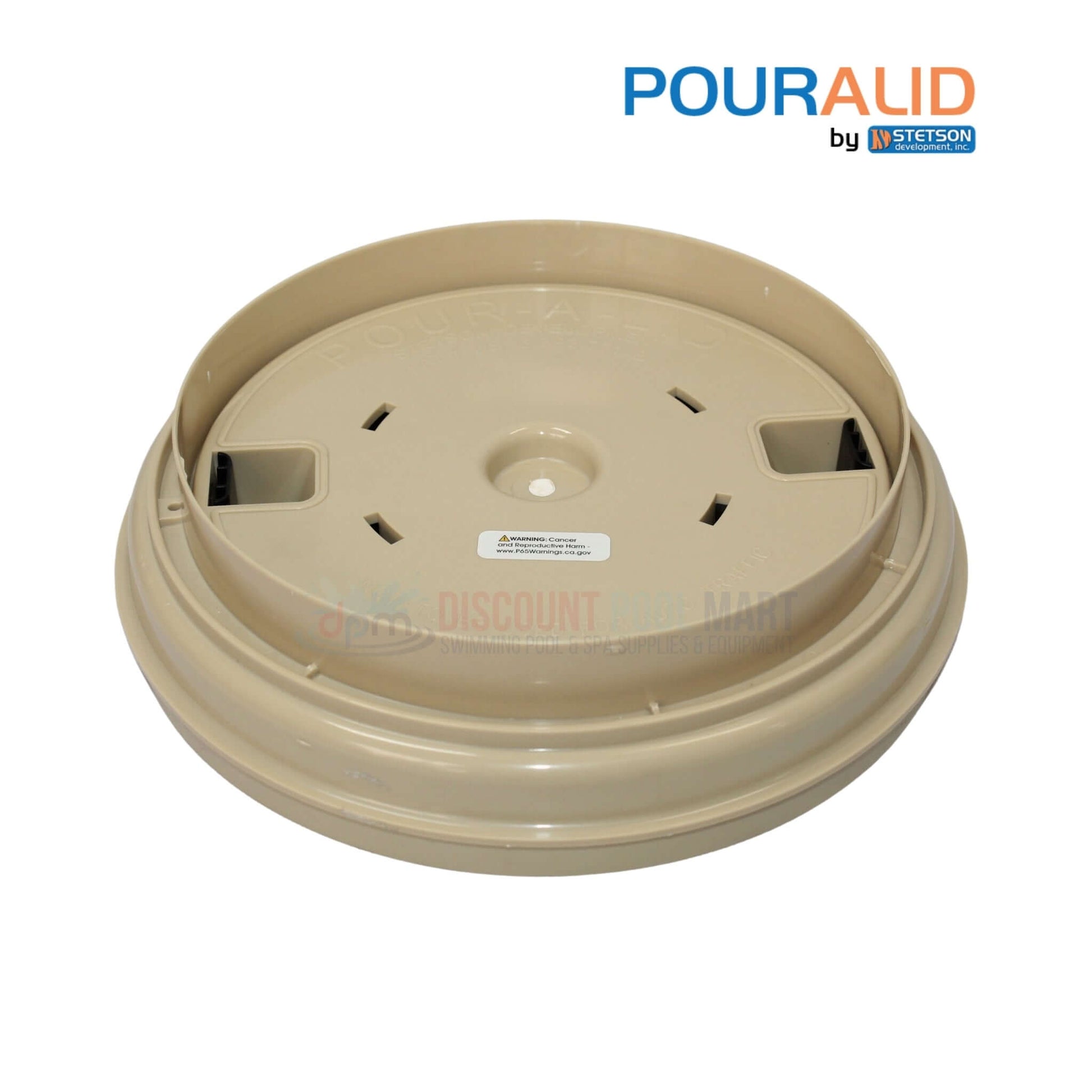 Pour-A-Lid 10" Round Skimmer Cover in Tan 201PALTAN from Discount Pool Mart DPM, customizable for pool integration.