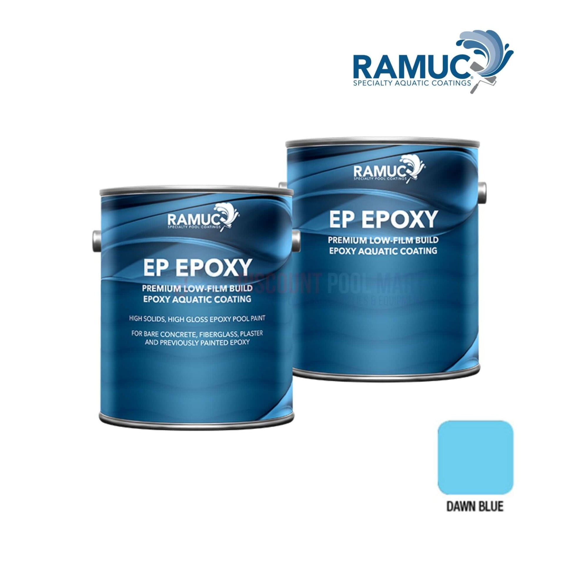 Ramuc Hi-Build Epoxy Premium Pool Paint in Dawn Blue, 2 gallons, available at Discount Pool Mart DPM.