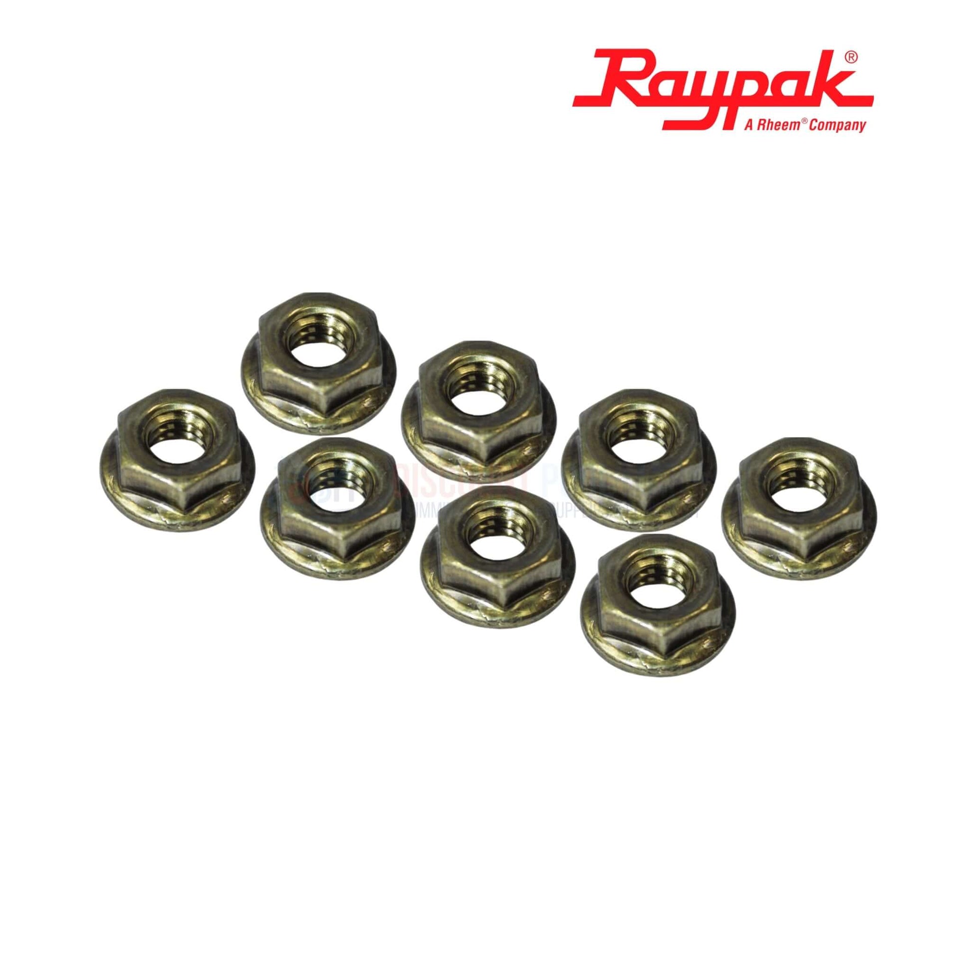 Raypak flange nuts for pool heaters - essential components for 106A, 130A, 156A models - SKU 011596F - Discount Pool Mart DPM