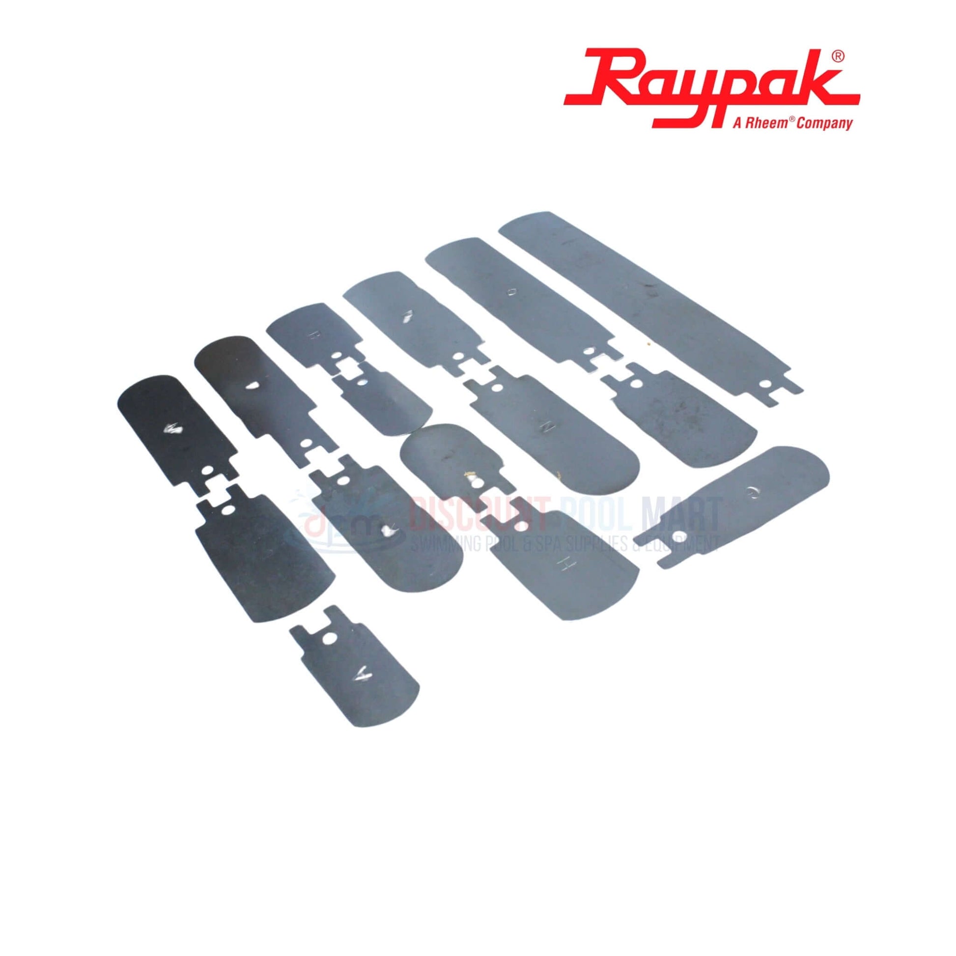 Raypak OEM heater replacement parts assortment from Discount Pool Mart DPM for efficient system function.