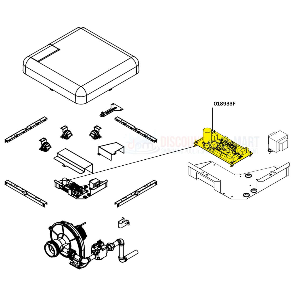 Raypak Ignition Board 018933F for 404 heaters from Discount Pool Mart DPM, essential for pool and spa heating systems.