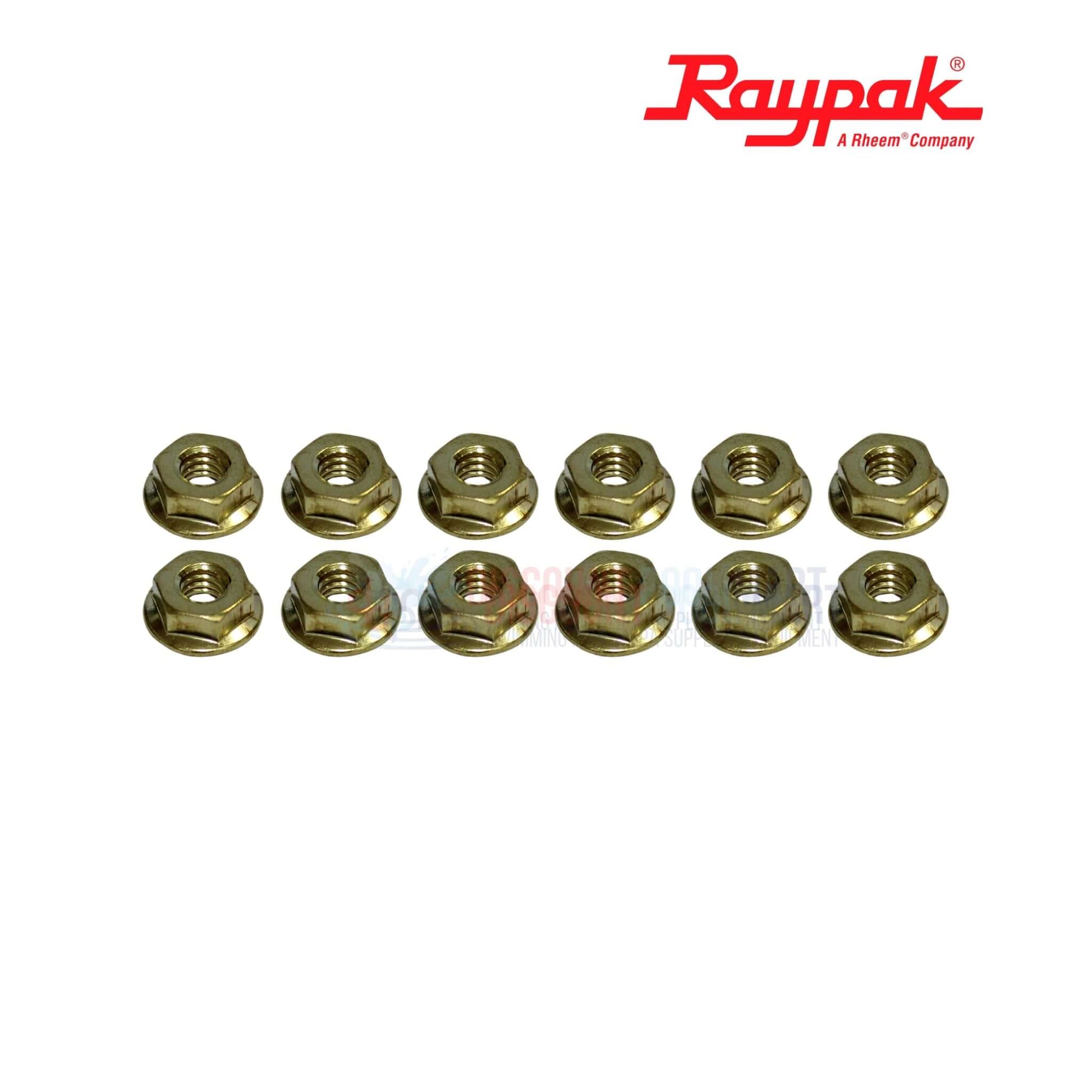 Raypak polymer heater nuts pack, 12 gold nuts, durable for long-lasting performance | Discount Pool Mart DPM