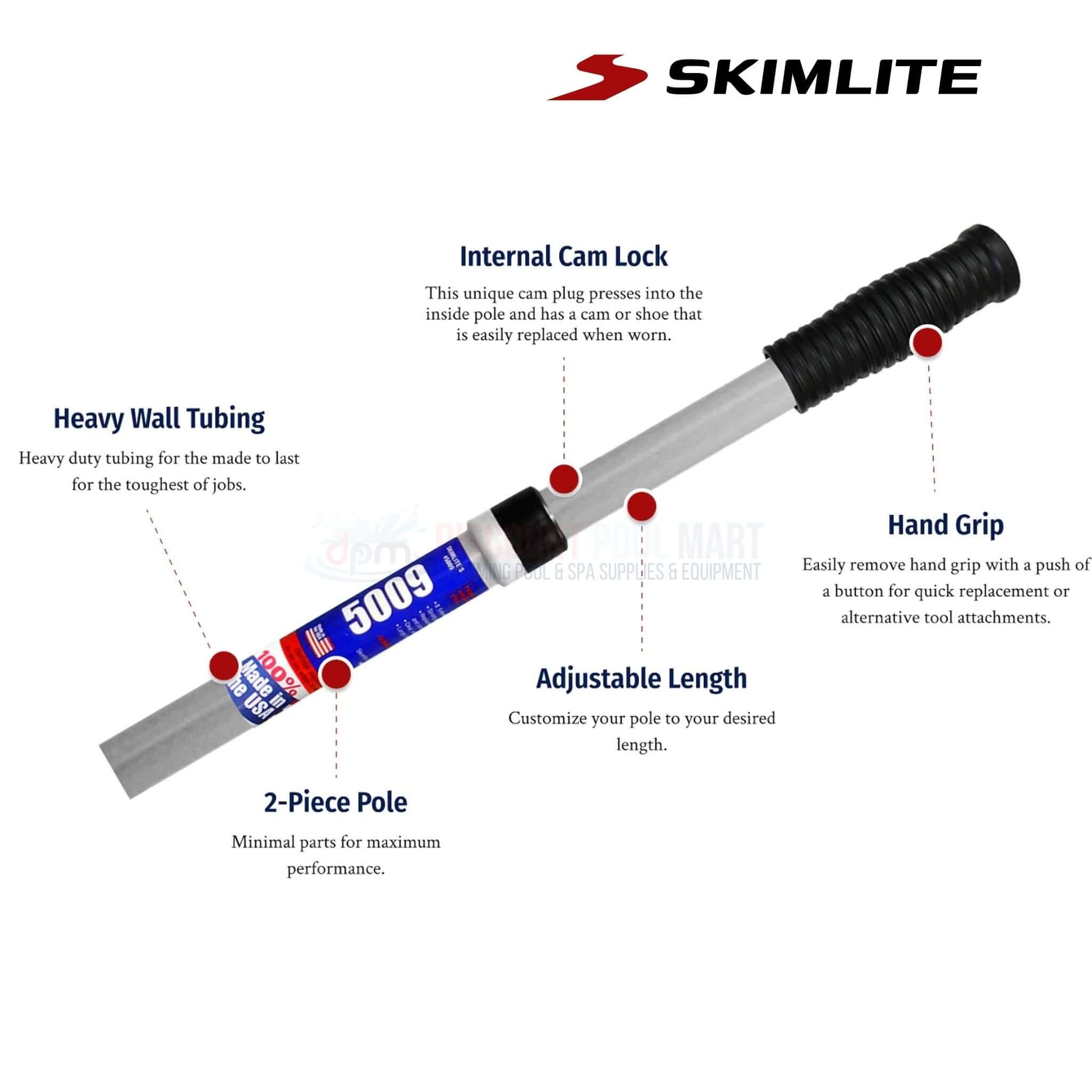 Skimlite 5009 telescopic pool pole with cam lock, adjustable length, designed for durability, from Discount Pool Mart DPM.