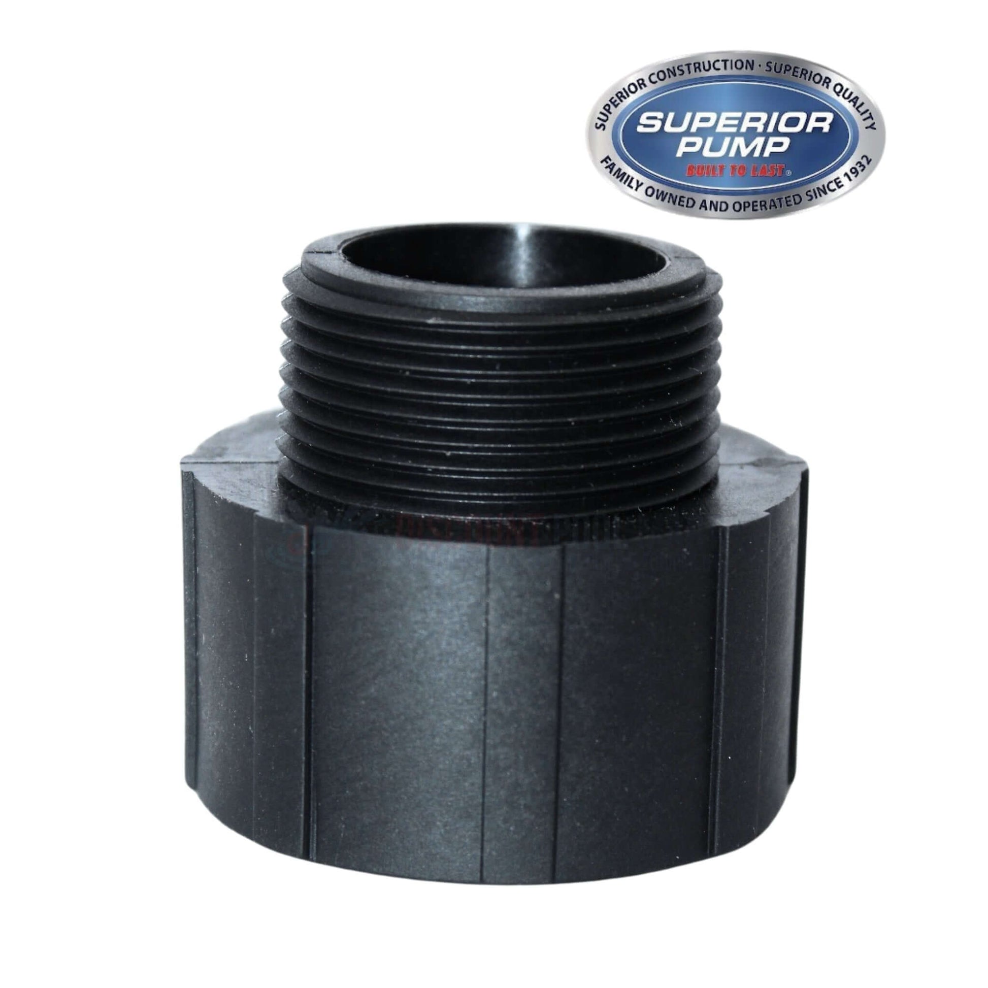 Superior Pump Hose Adapter 99004, black, 1.5" FPT x 1.25" MPT, durable, leak-free connection by Discount Pool Mart DPM.