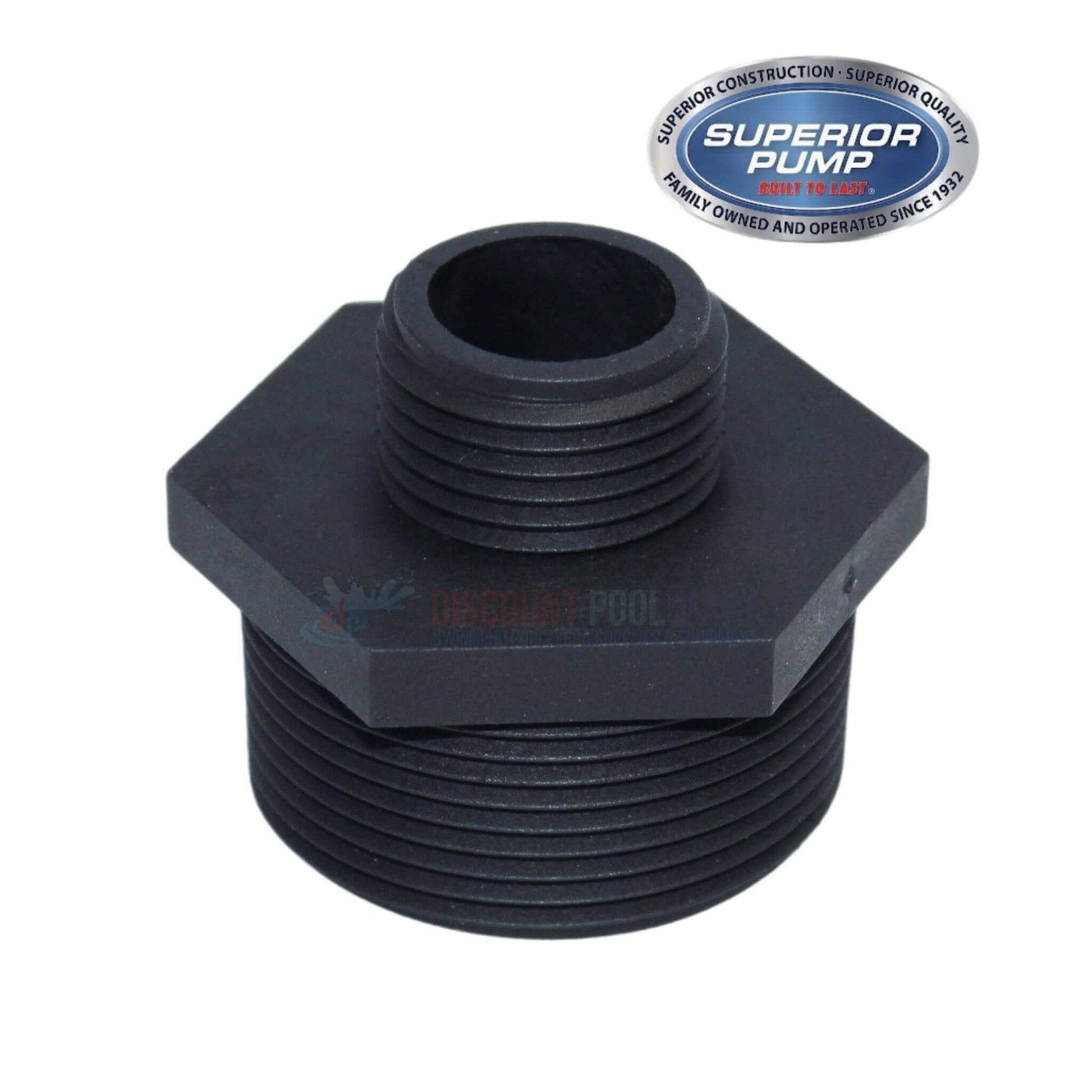 Superior Pump sump pump fitting from Discount Pool Mart DPM, durable thermoplastic adapter for efficient water drainage.