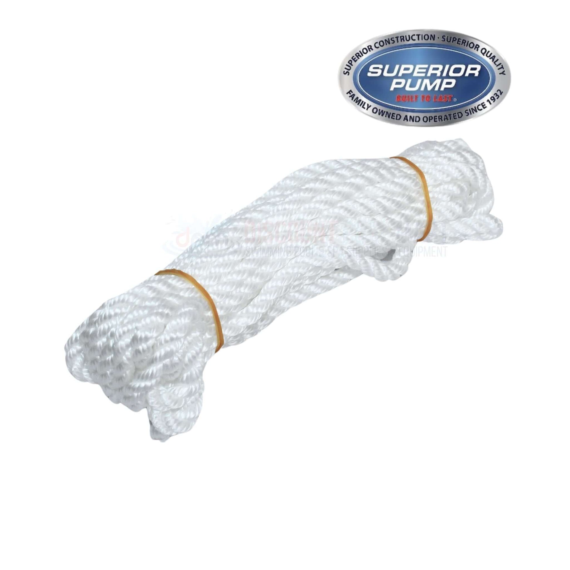 Superior Pump white rope for sump pump use, ideal for reliable water removal solutions. SKU: 92589.
