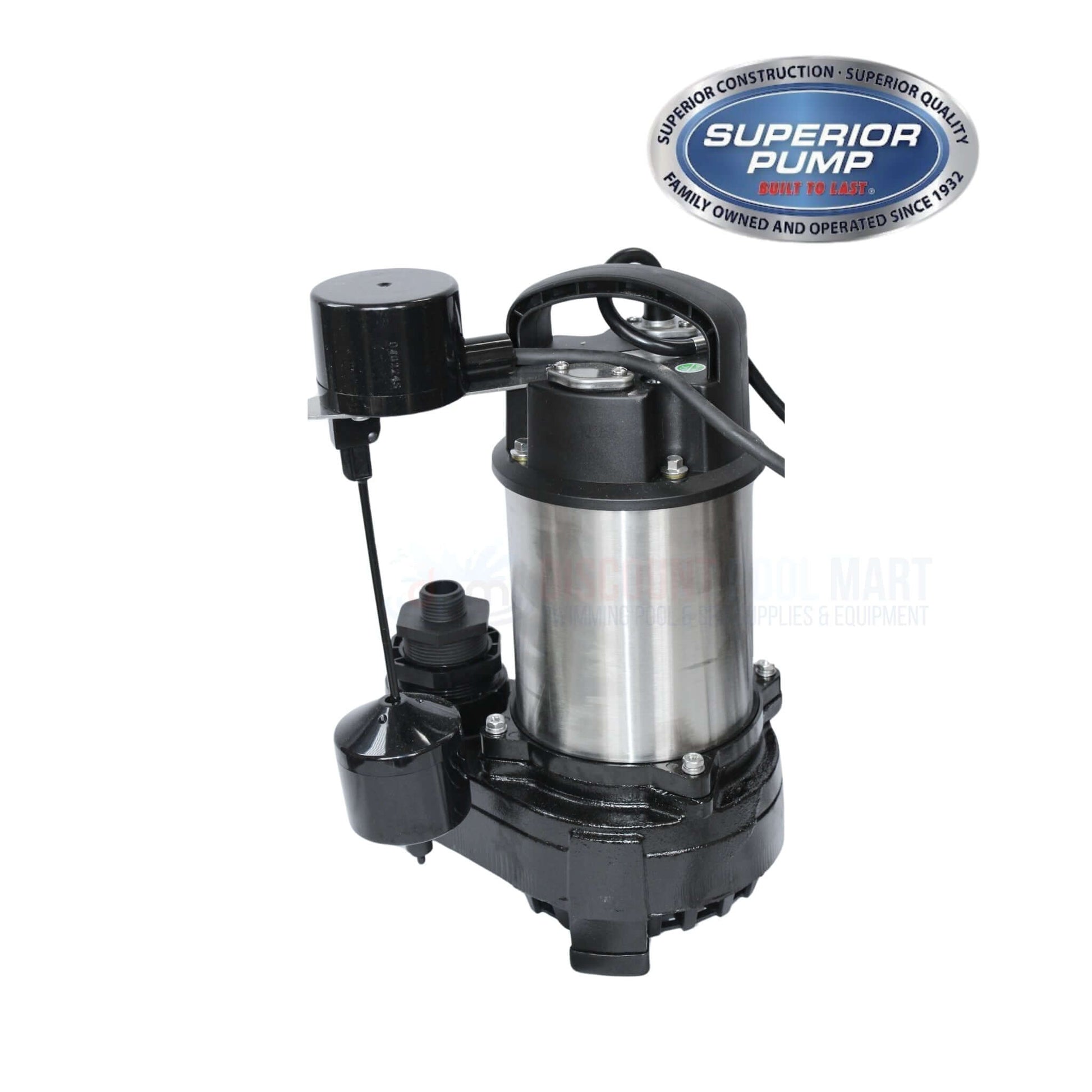 Superior Pump Stainless Steel Sump Pump 1/2 HP with 25" Cord | Efficient Water Removal | SKU 92589 | Discount Pool Mart DPM