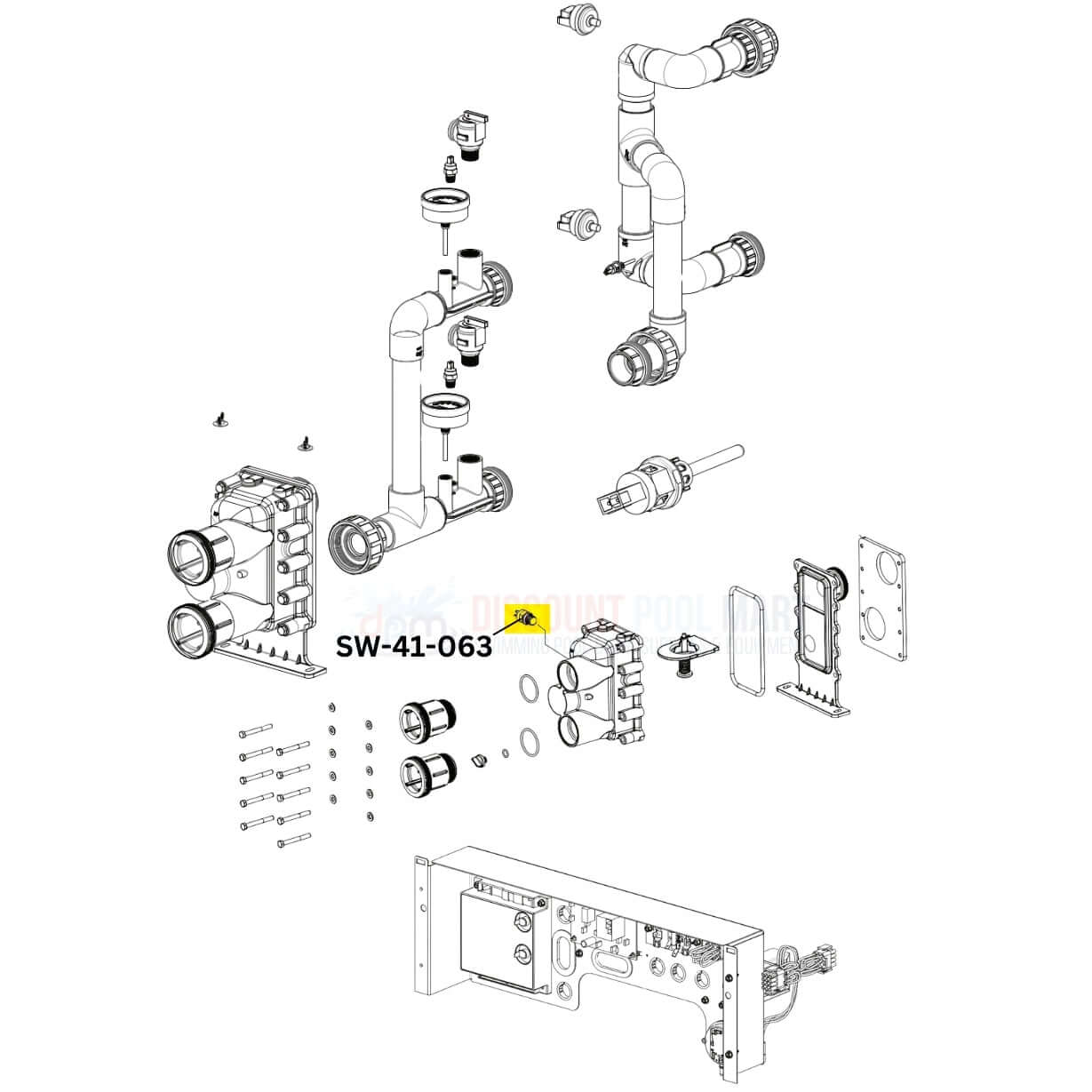 Diagram of Swimables High Limit Switch SW-41-063 for Pentair heaters, available at Discount Pool Mart DPM.