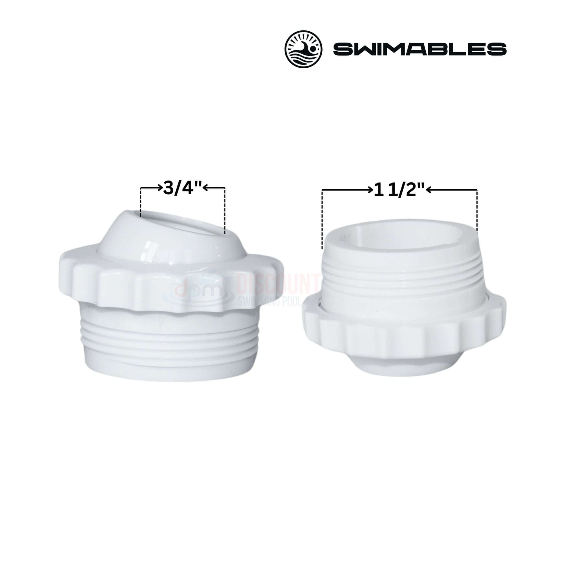 Swimables Threaded Directional Eyeball Fitting, White, 0.75" x 1.5", available at Discount Pool Mart DPM.