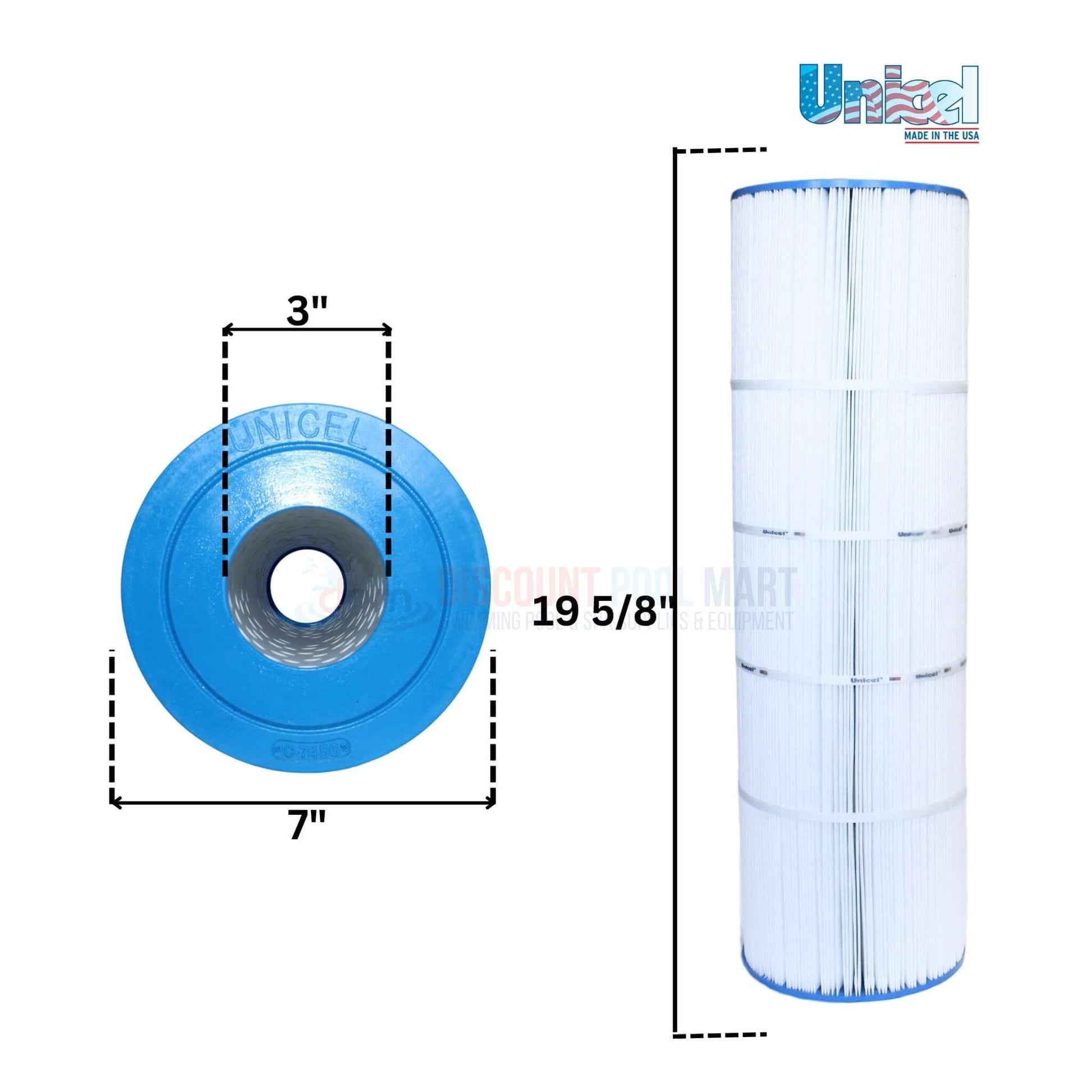 Unicel Filter Cartridge C-7485 for Hayward SwimClear C7030, 19 5/8" height, 3" diameter, from Discount Pool Mart DPM.