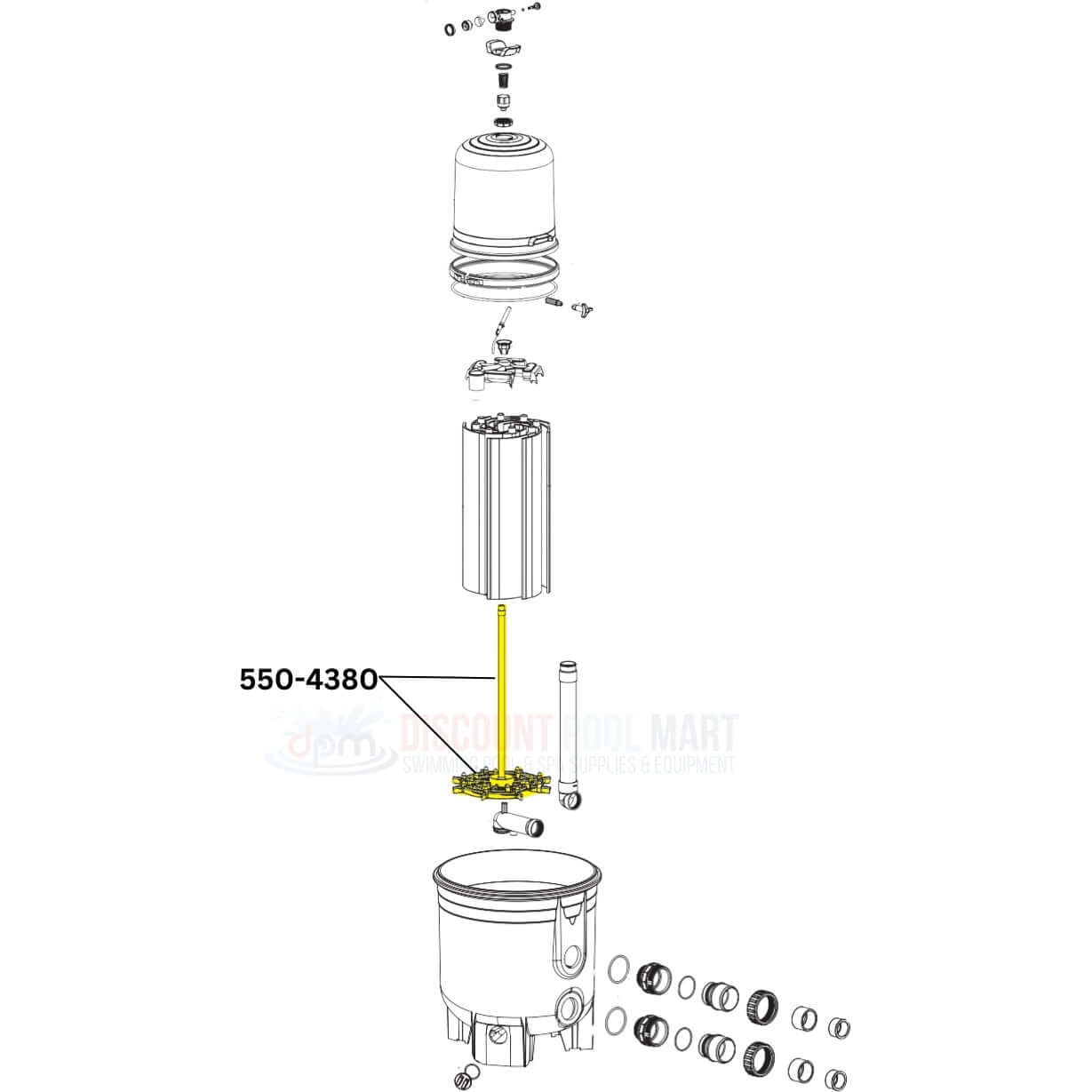 Waterway DE Grid Support Assembly diagram for Crystal DE Filter 550-4380 by Discount Pool Mart DPM.